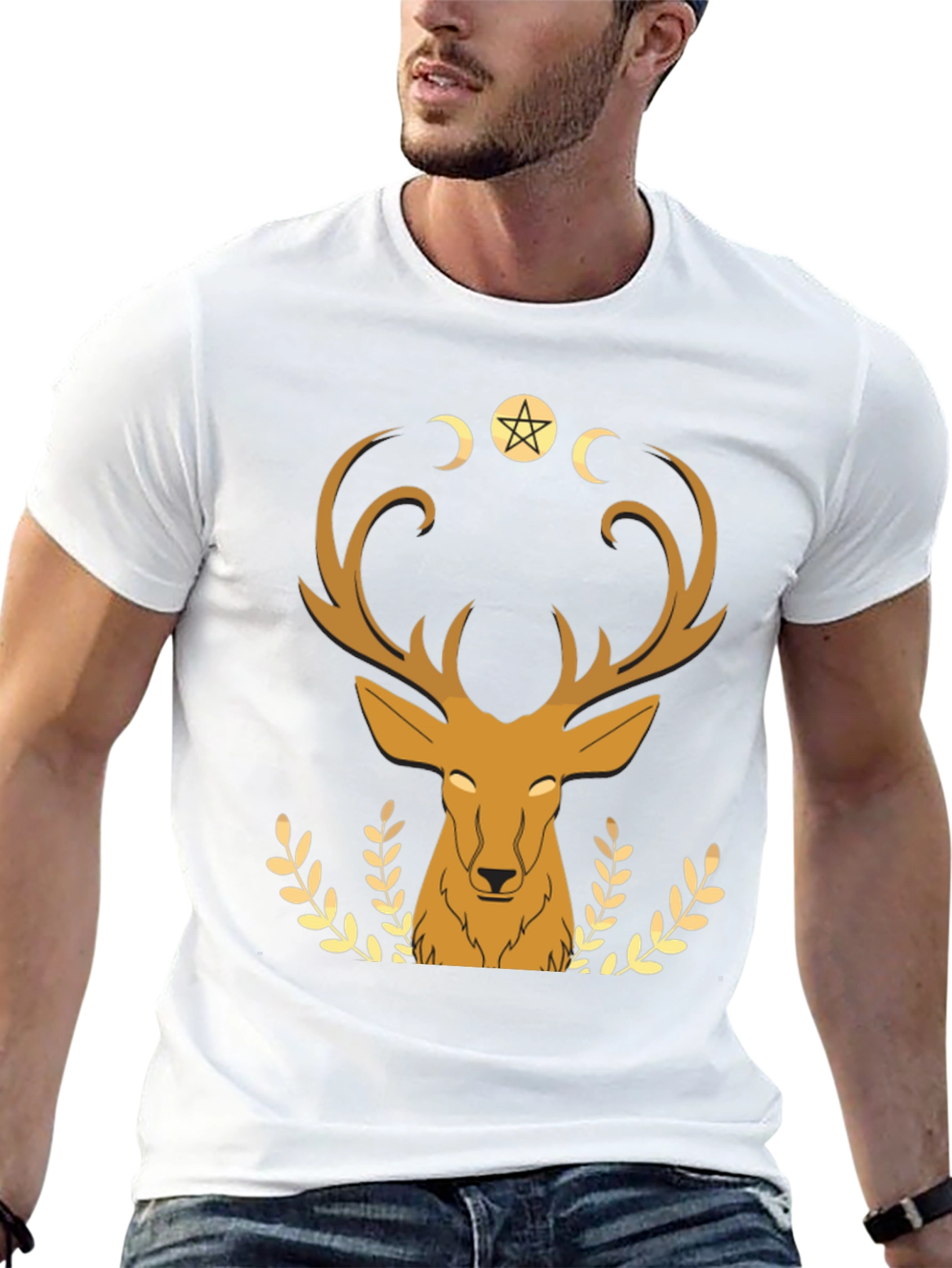 Mystical Deer Graphic Tee - Black T-Shirt