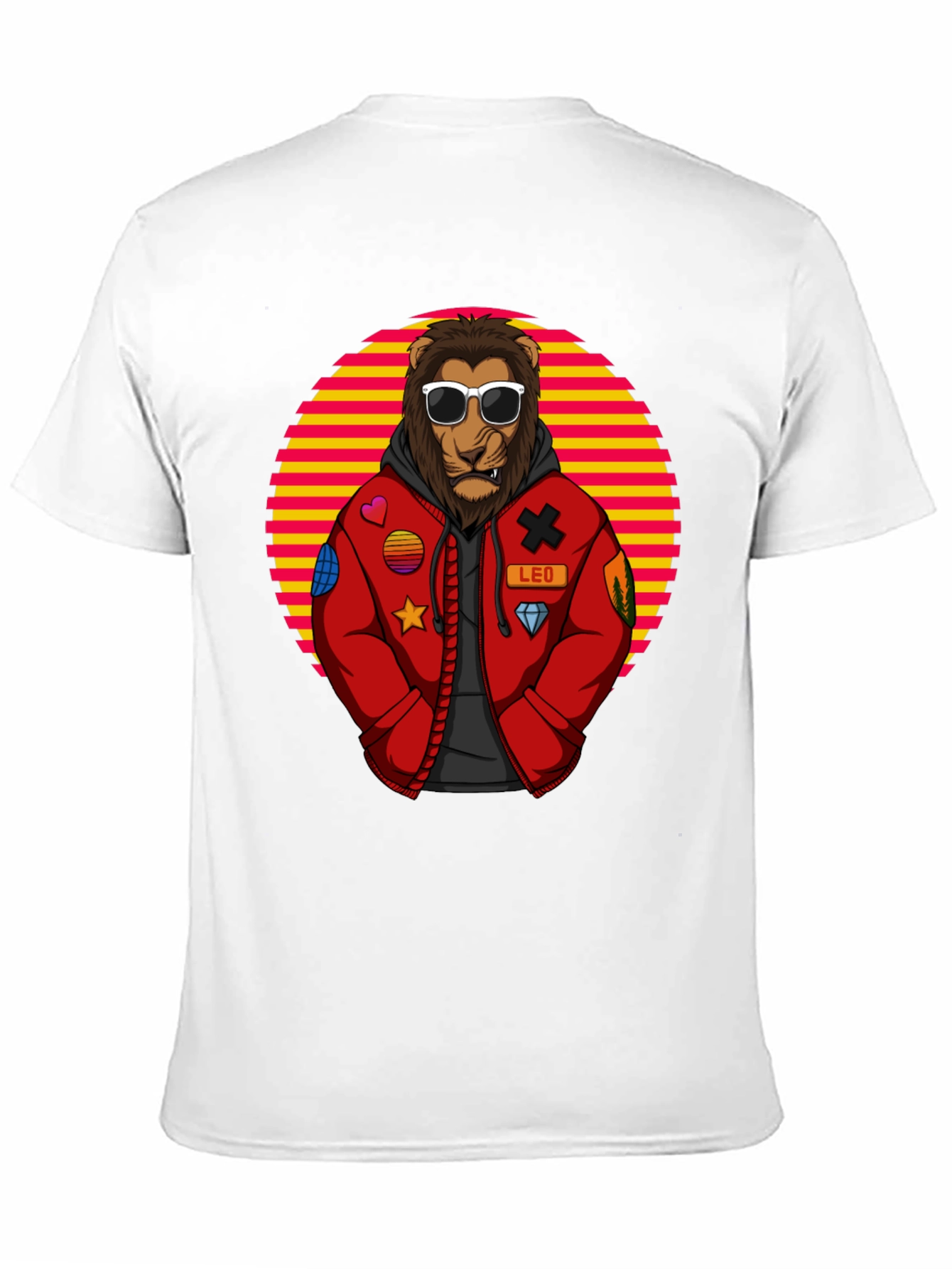 Cool Lion Graphic Tee - Retro Style Black T-Shirt