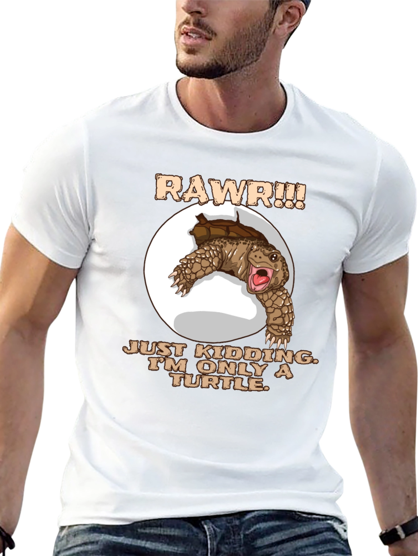 Funny Turtle RAWR Graphic T-Shirt