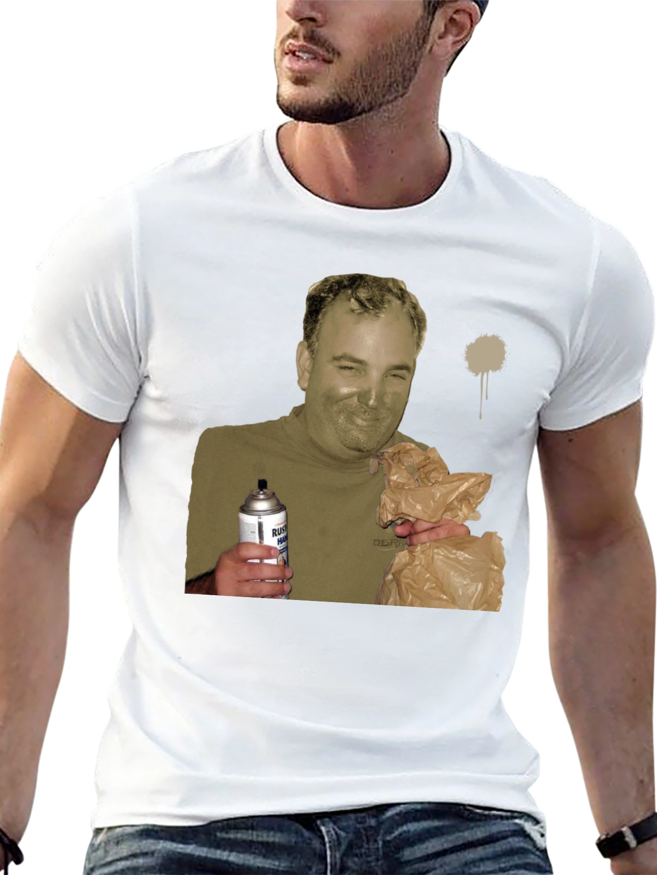 Humorous Man Holding Spray Paint Can T-Shirt