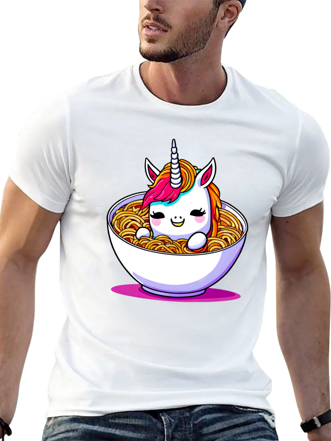 Unicorn Ramen Bowl Black T-Shirt