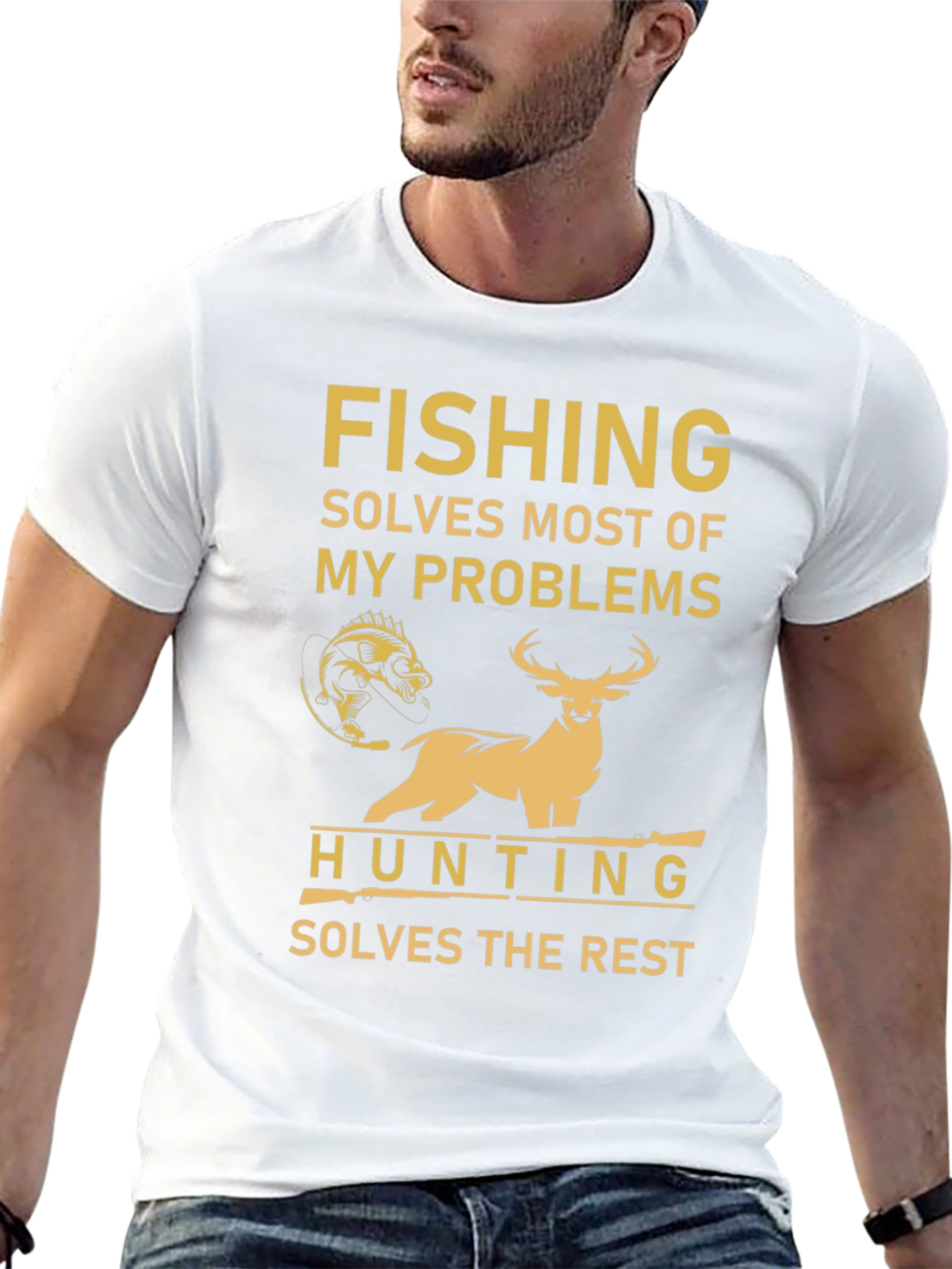 Fishing and Hunting Solves Problems Graphic T-Shirt