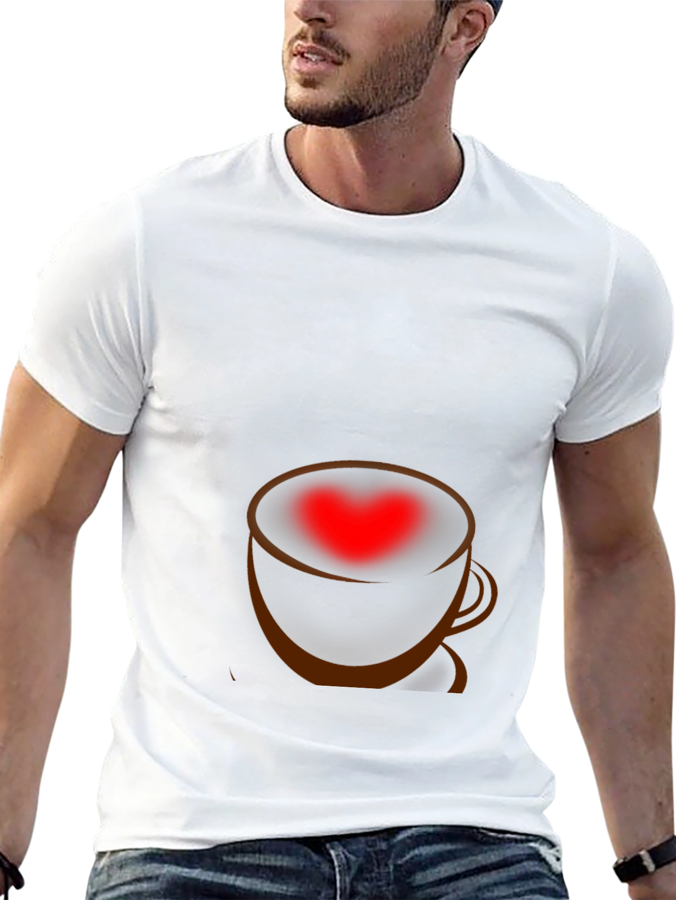 Heart Coffee Cup Graphic Tee - Black T-Shirt