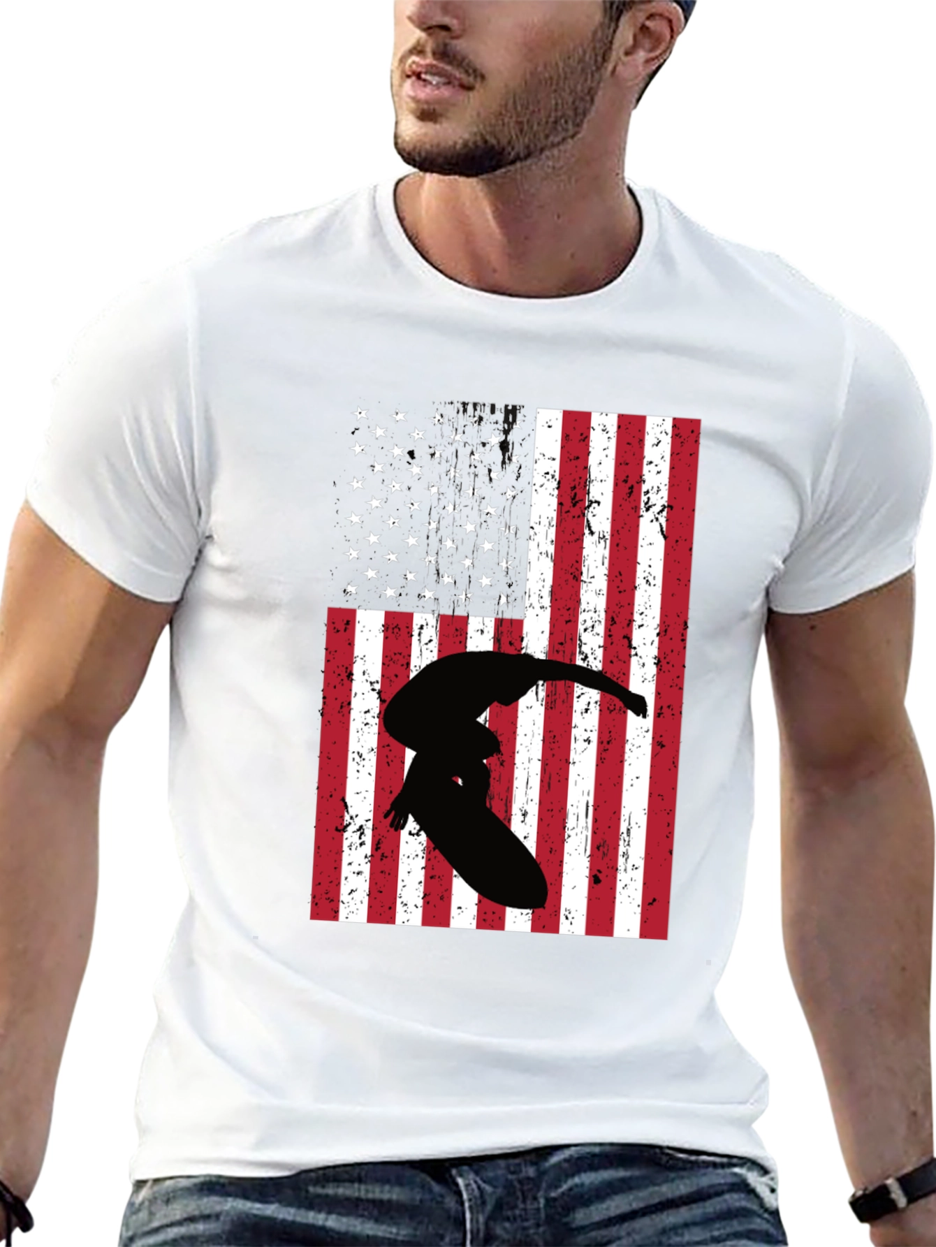 American Flag Surfer Graphic Tee