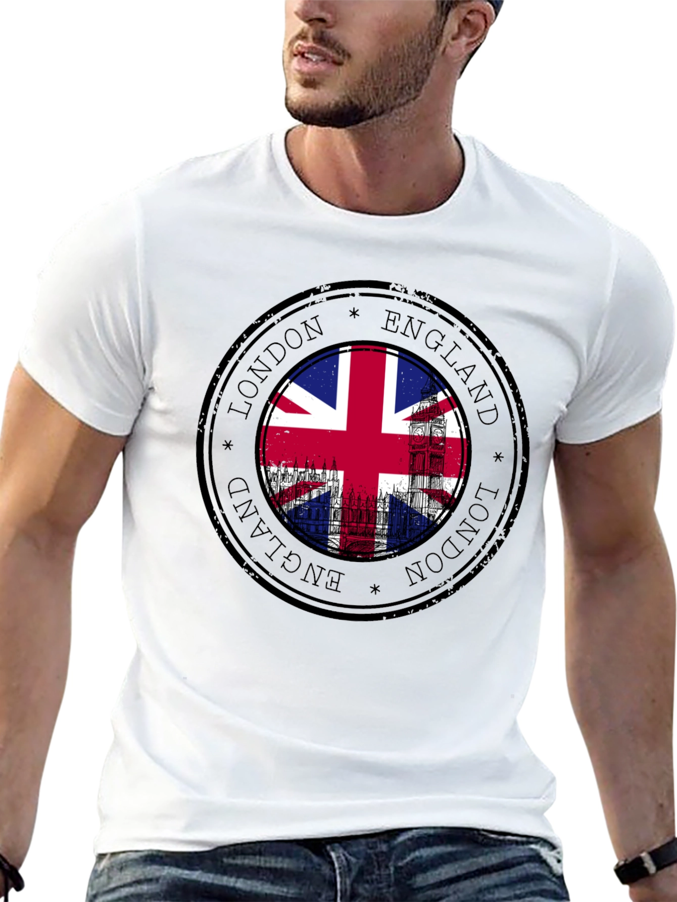 London England Union Jack Stamp T-Shirt