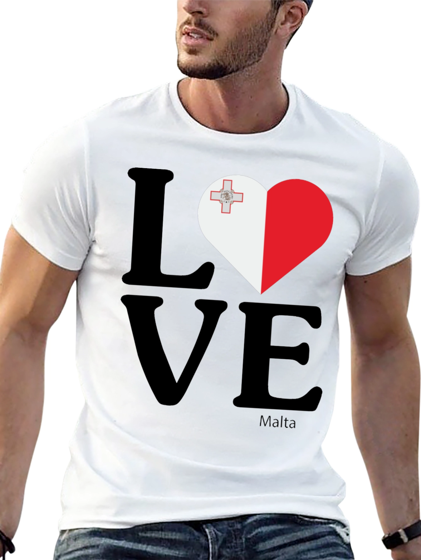 Malta Flag Heart Love Graphic T-Shirt