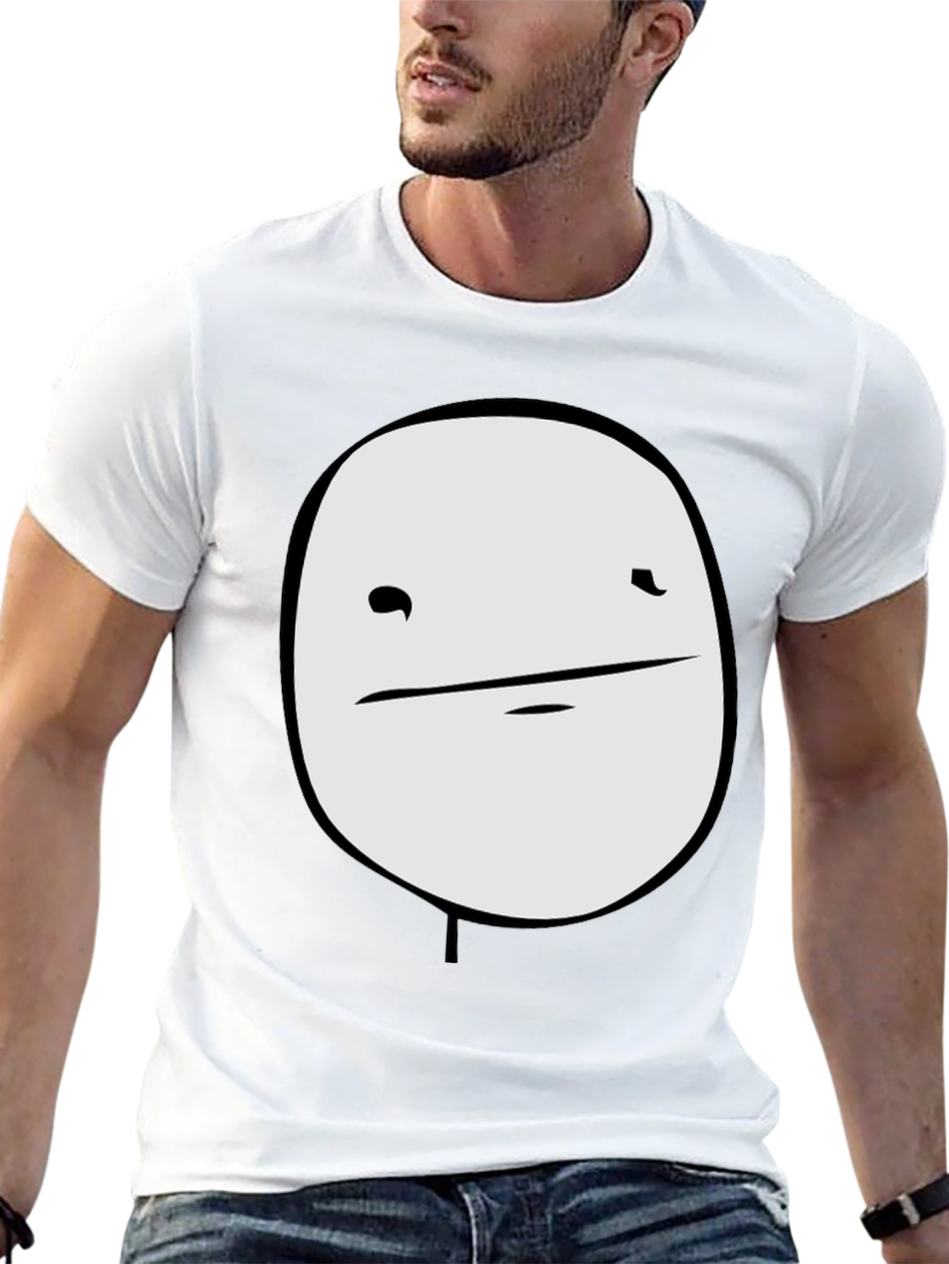 Mens Black Graphic T-Shirt - Meme Face Design