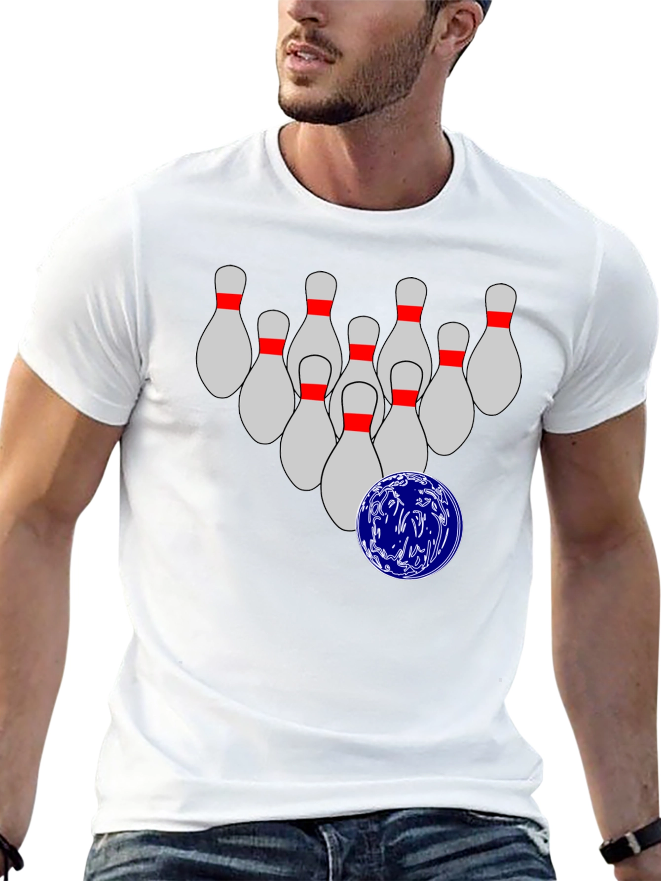 Bowling Pins & Ball Graphic T-Shirt