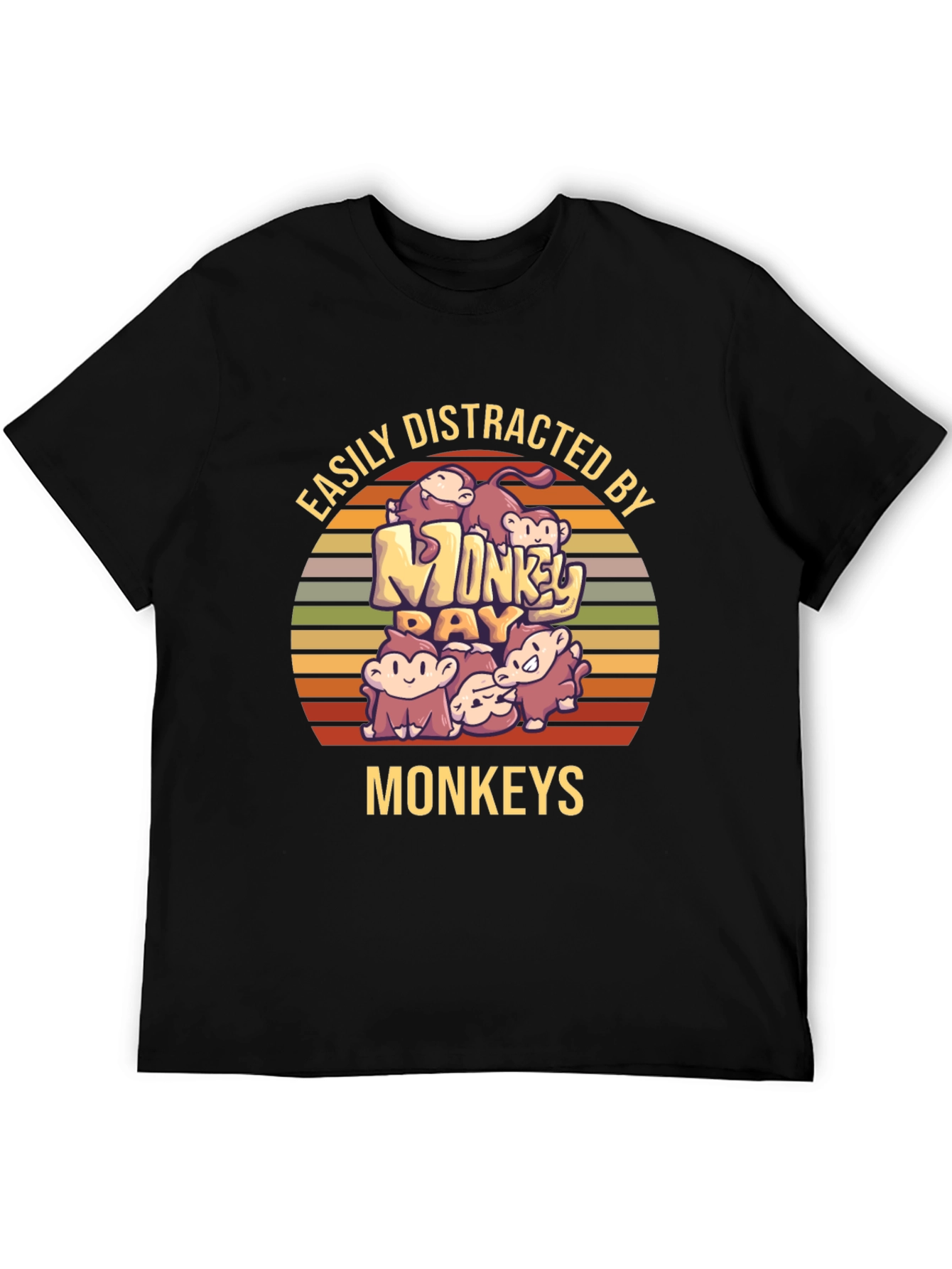 Easily Distracted By Monkeys Black T-Shirt