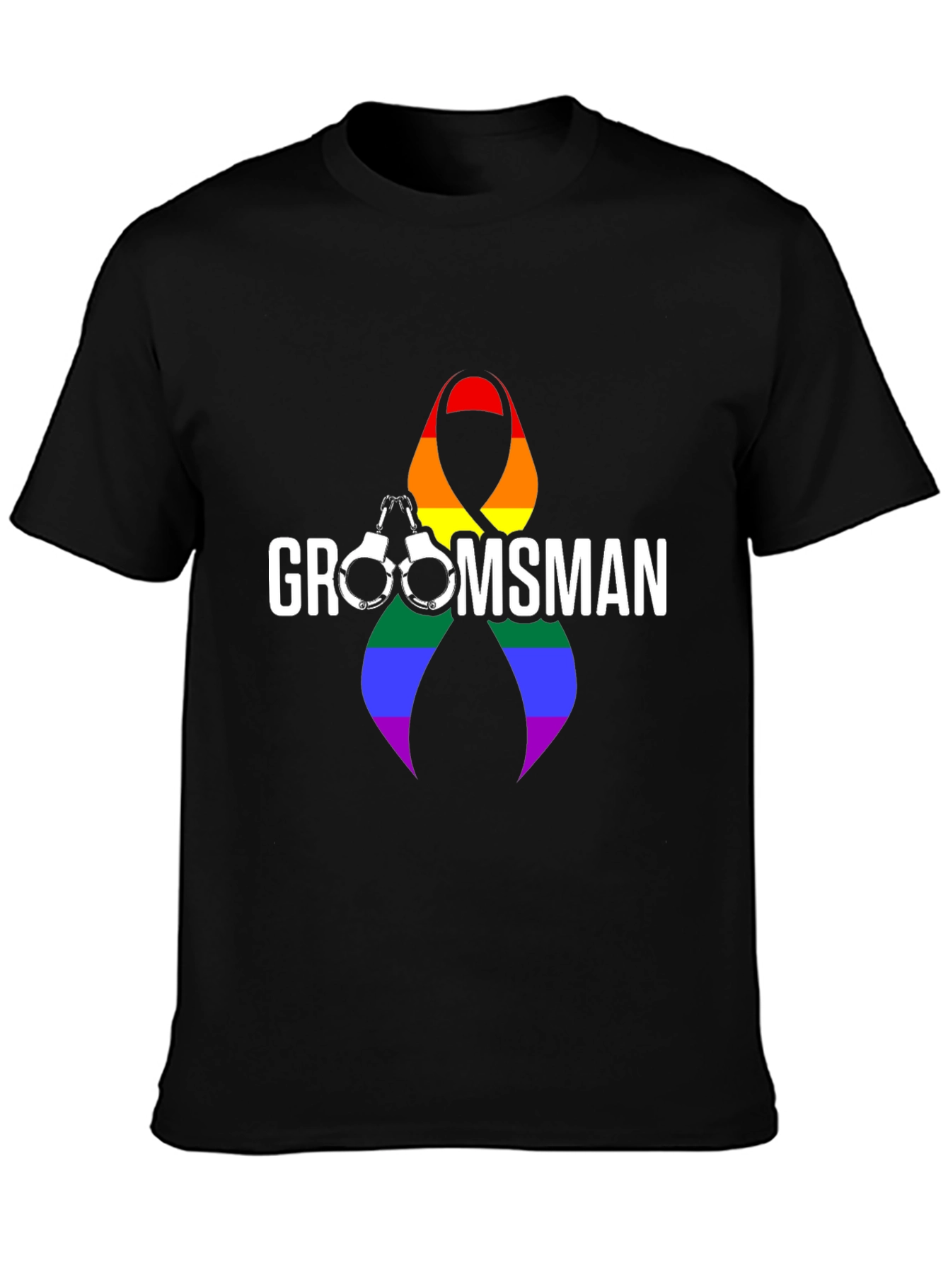 Groomsman LGBT Pride Rainbow Ribbon T-Shirt