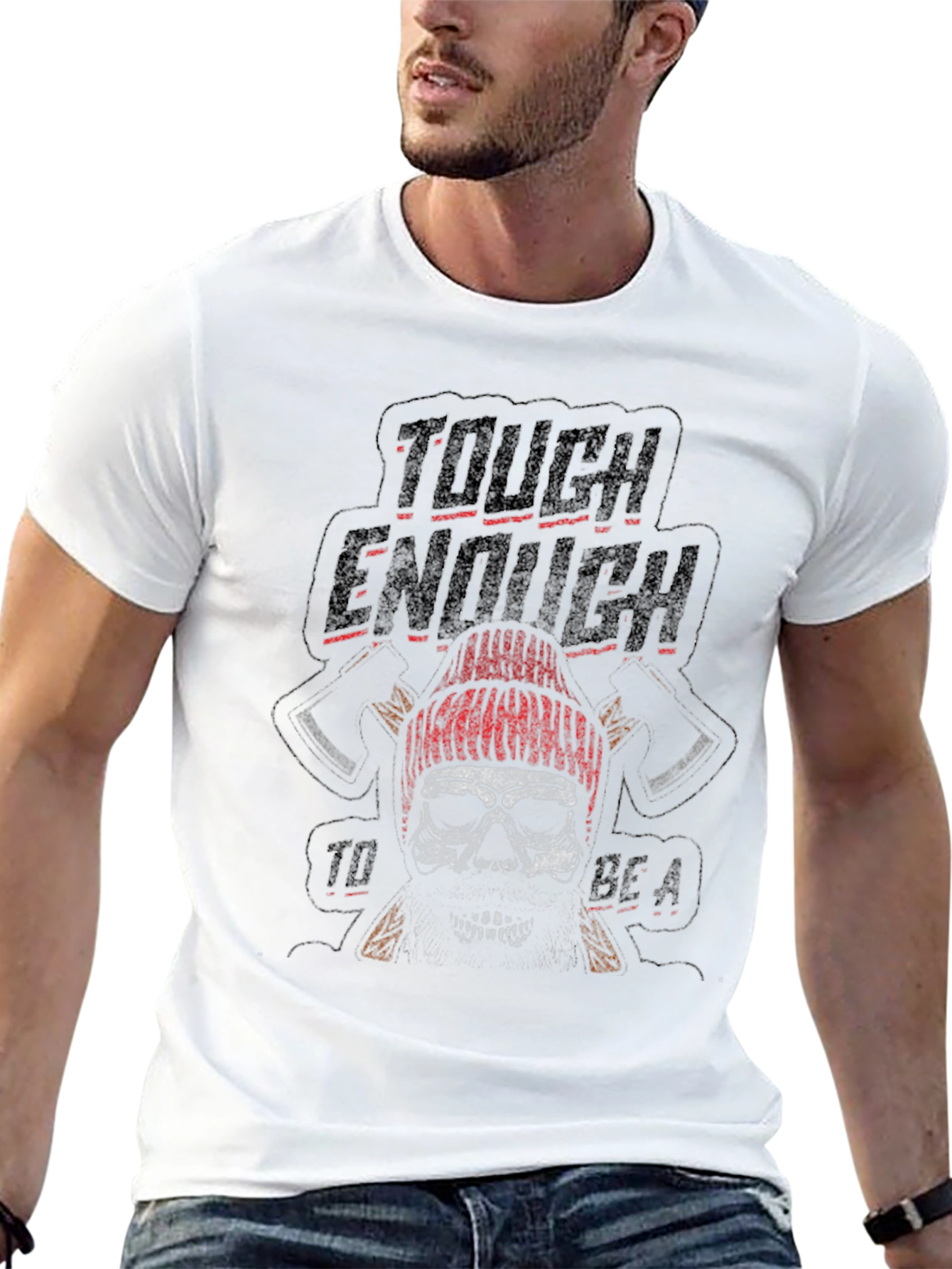 Tough Enough Lumberjack Skull Graphic Tee