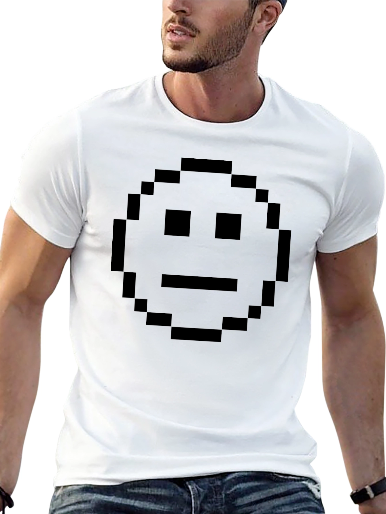 Pixelated Face Black T-Shirt