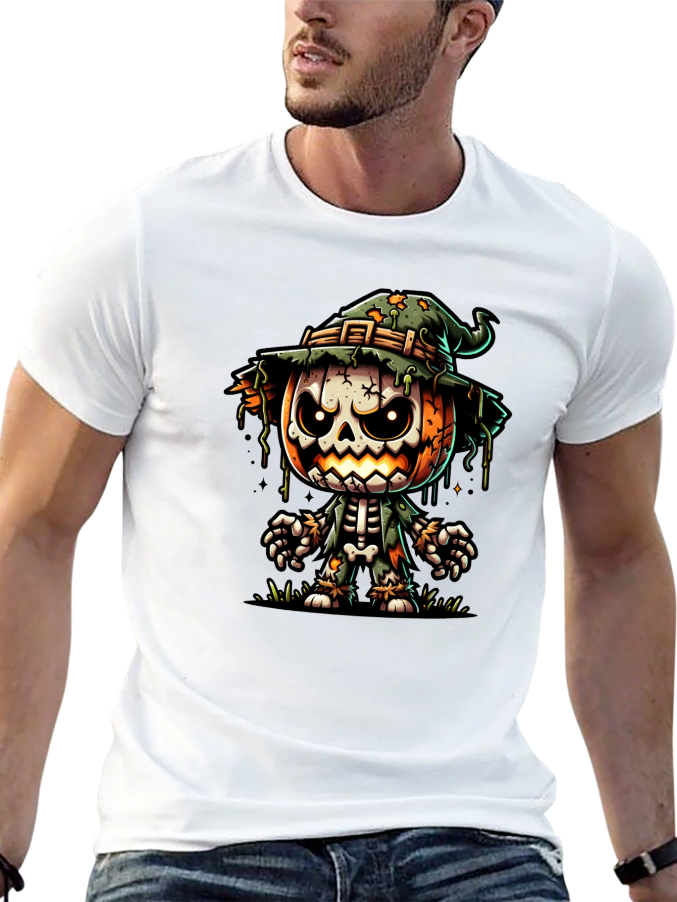 Halloween Pumpkin Skeleton T-Shirt