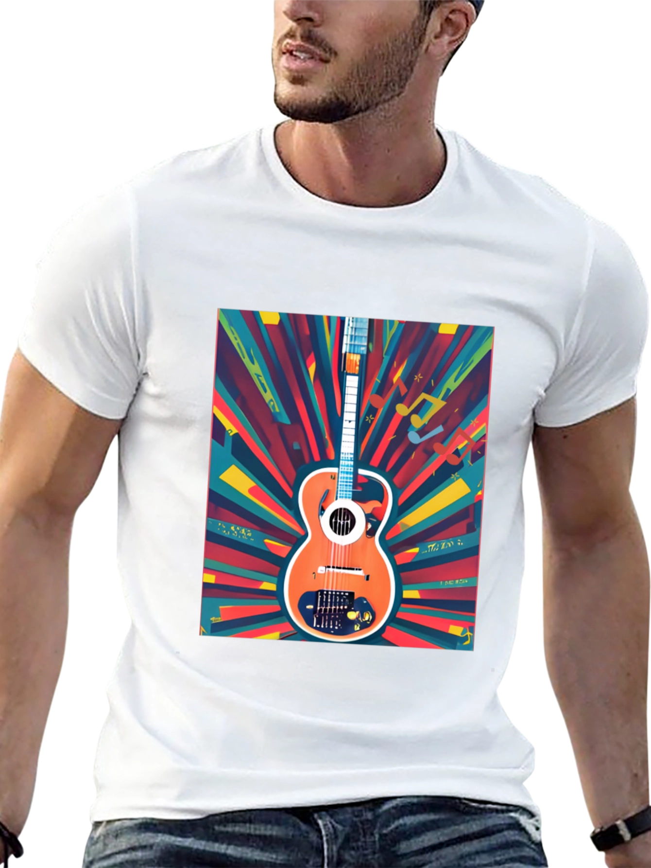 Retro Guitar Graphic Tee - Stylish Music Lover T-Shirt