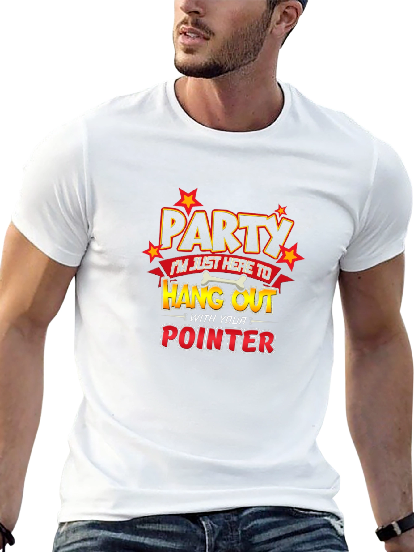 Party Pointer Dog Humor Graphic T-Shirt