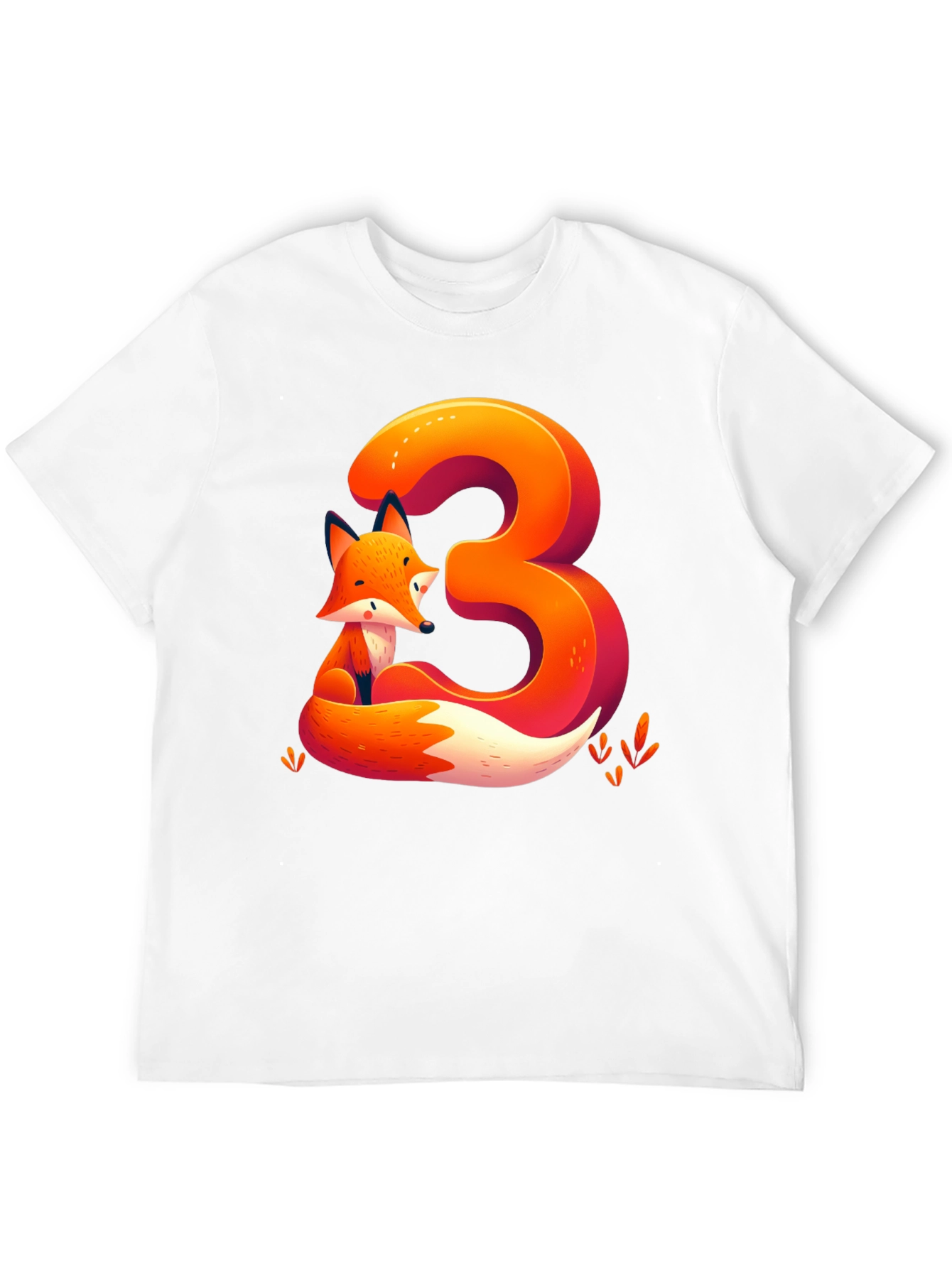 Fox Number 3 Graphic Tee - Cute Animal Shirt