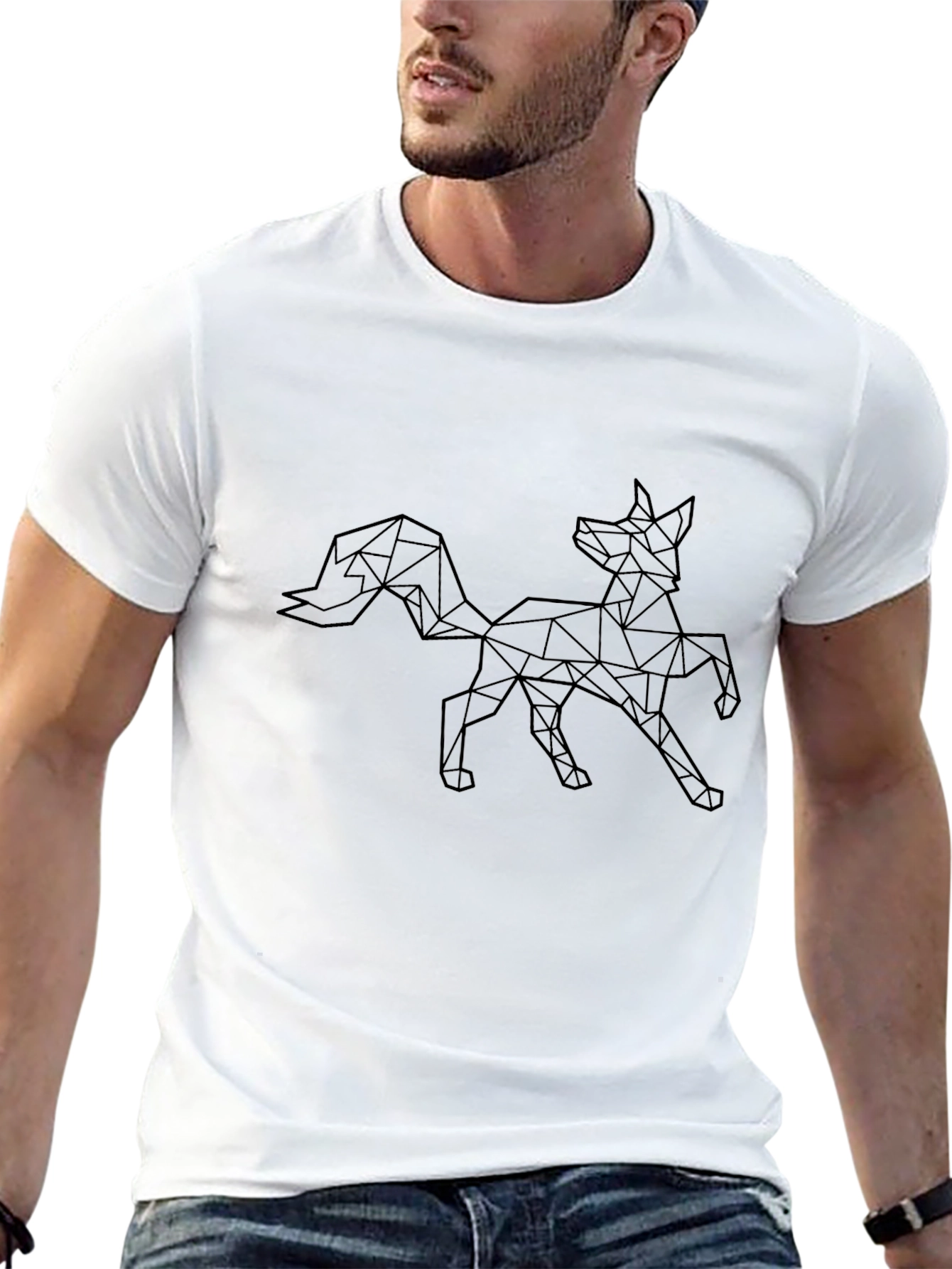 Geometric Fox Graphic Tee - Modern Design