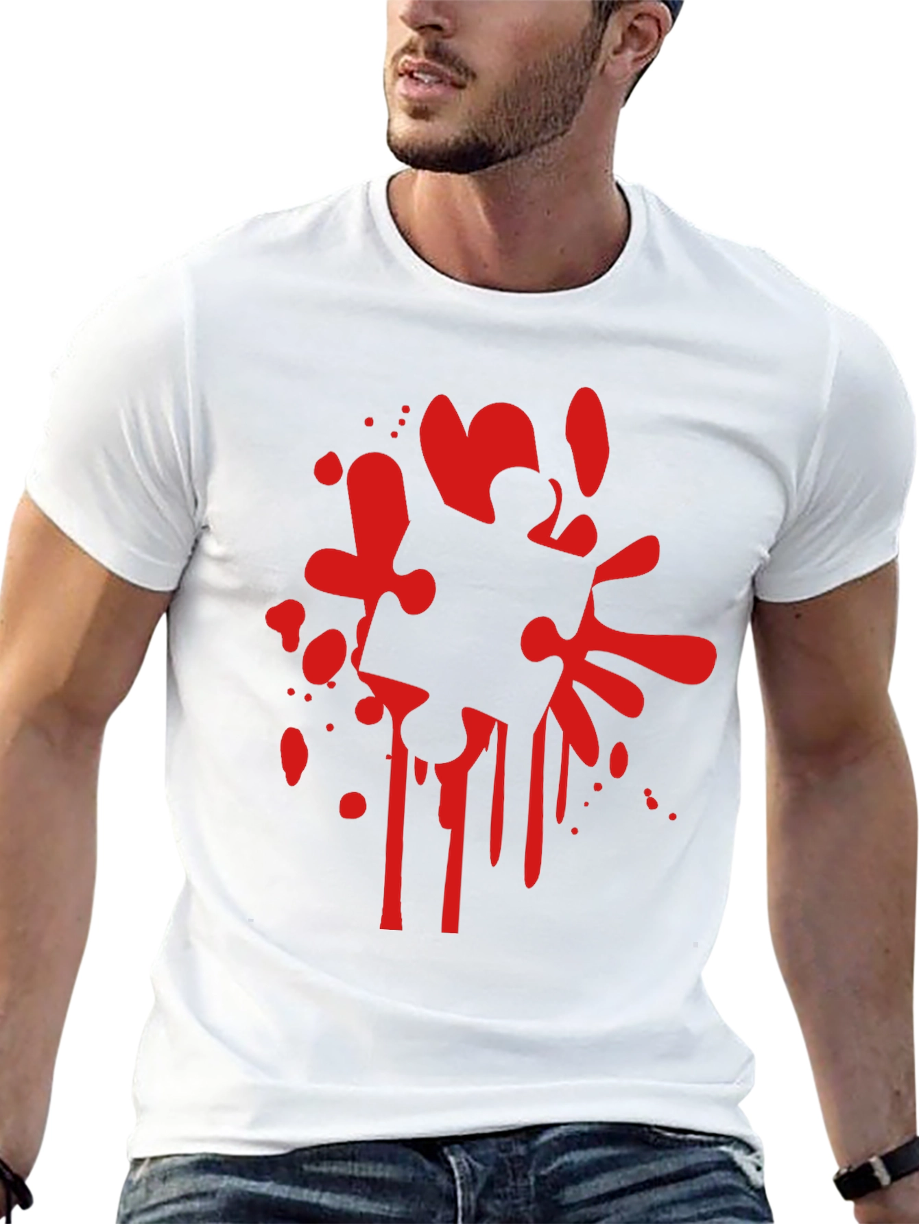 Puzzle Piece Splatter Black T-Shirt