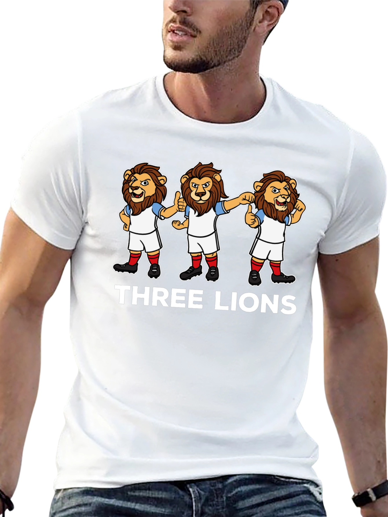 Three Lions Cartoon Graphic T-Shirt - Black