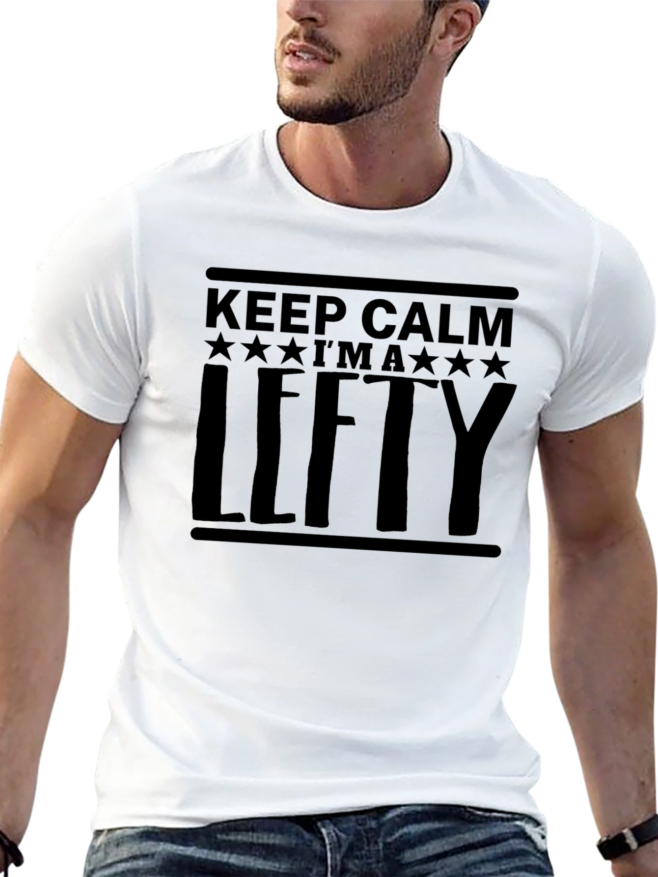 Keep Calm Im a Lefty Black Graphic Tee Shirt