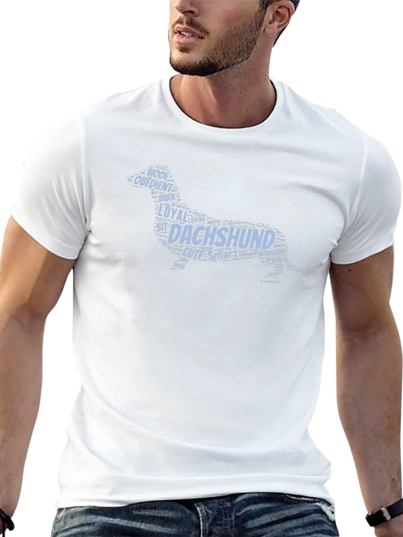 Dachshund Word Art T-Shirt - Mens Black Tee