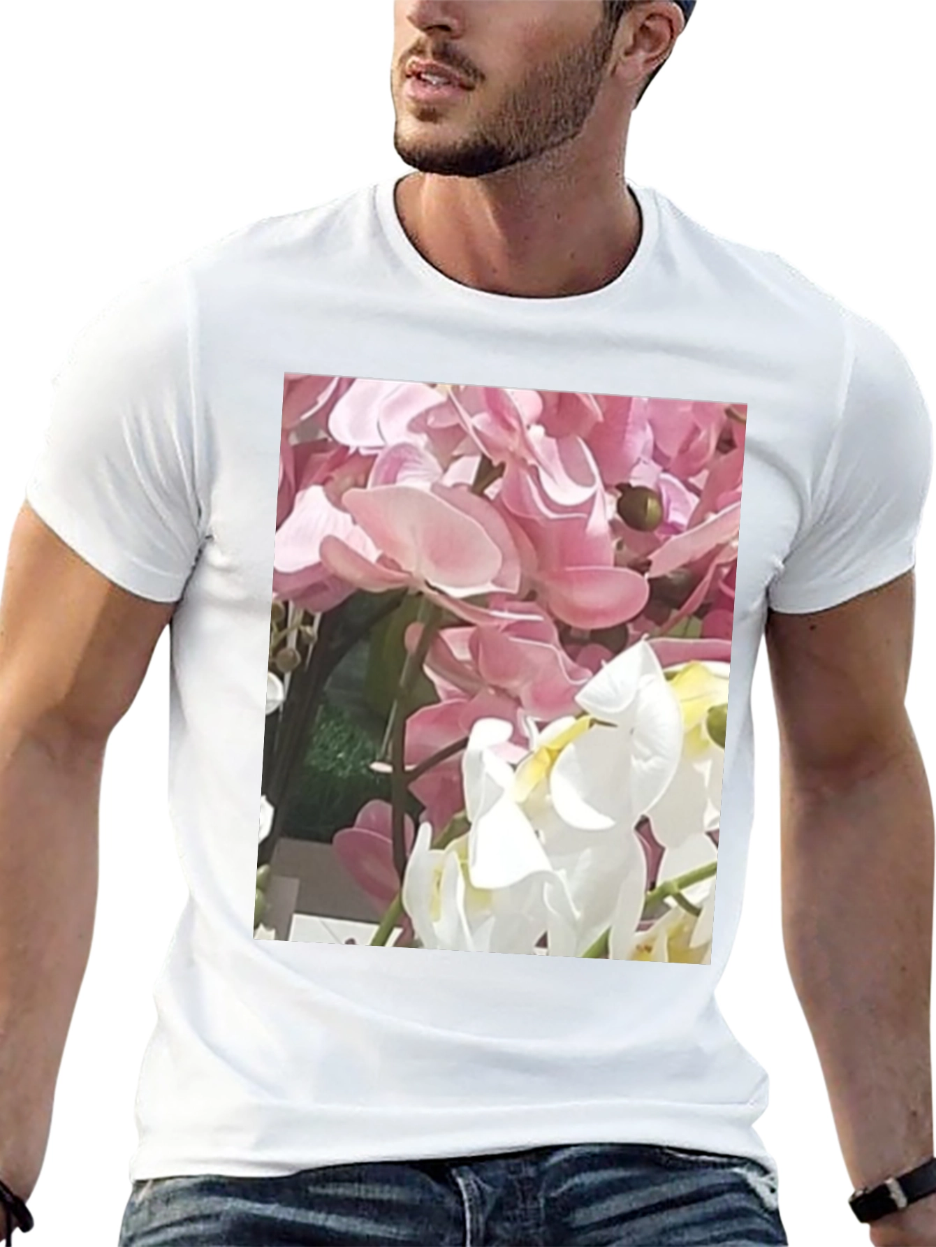 Floral T-Shirt with Pink and White Flowers