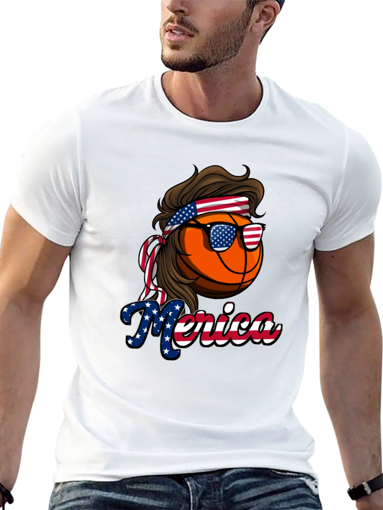 Basketball Merica T-Shirt Patriotic Tee