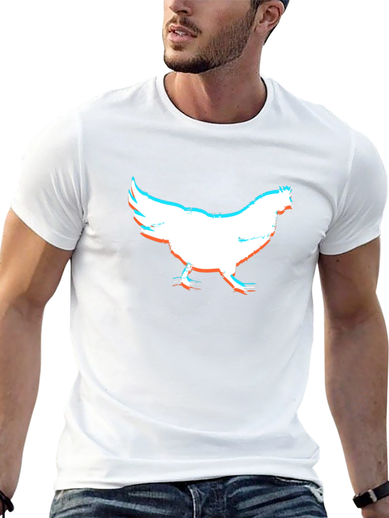Chicken Silhouette Graphic Tee - Quirky Black T-Shirt