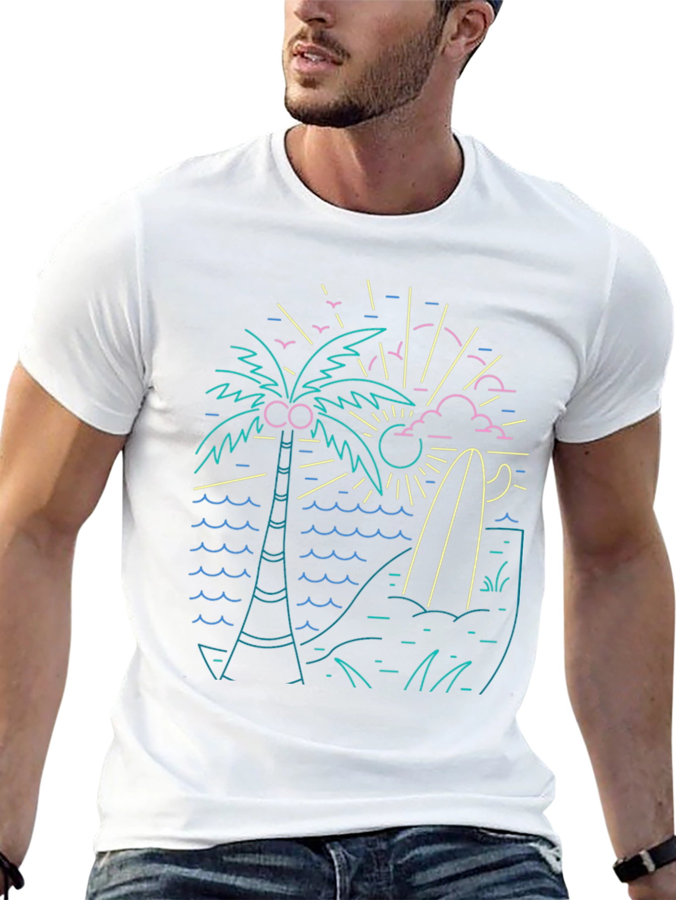 Retro Wave Graphic Tee - Black Cotton T-Shirt