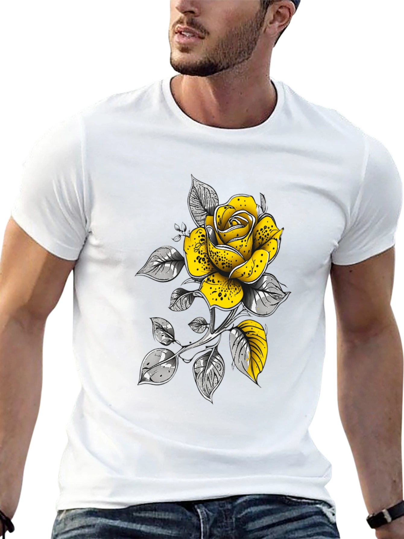 Rose Graphic T-Shirt - Stylish Black Tee