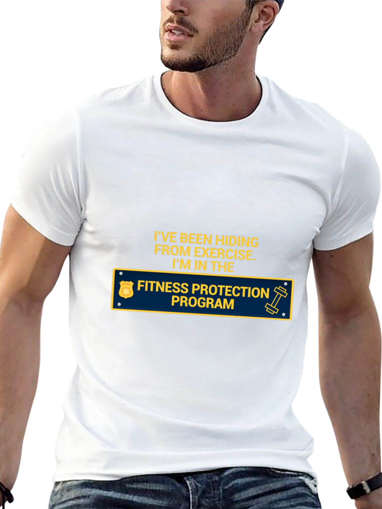 Fitness Protection Program T-Shirt Funny Exercise Hiding Tee