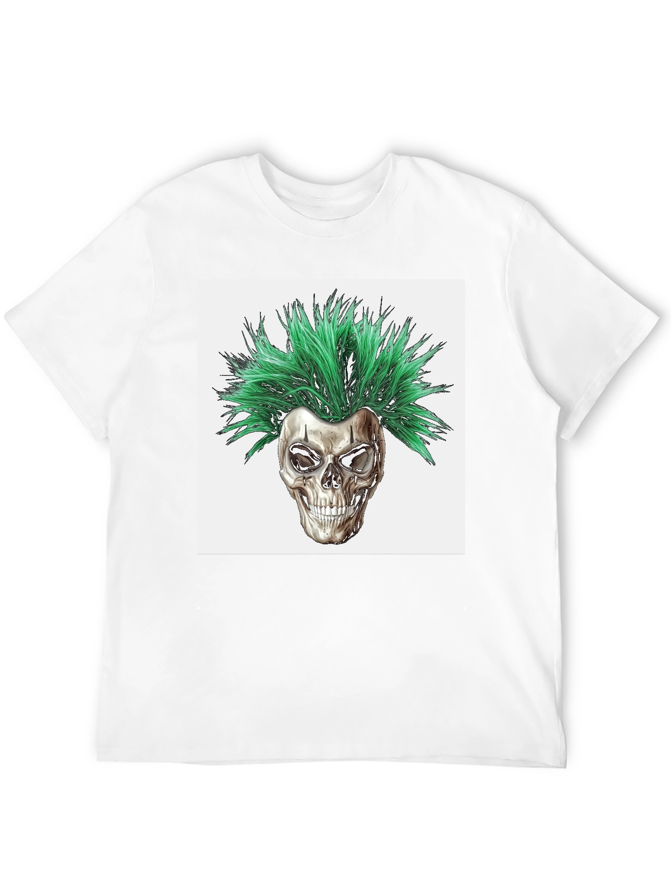 Skull with Green Hair Graphic T-Shirt