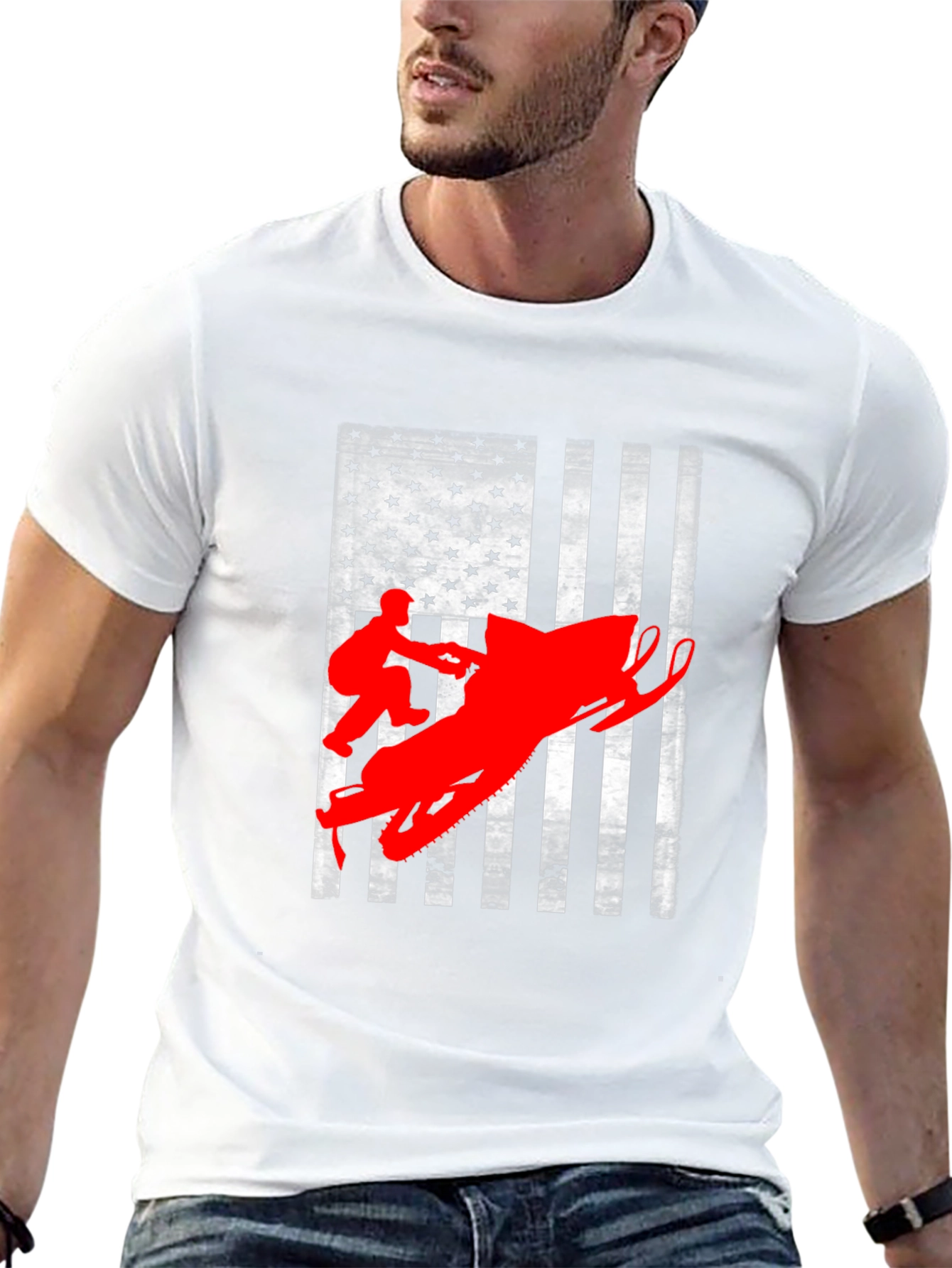 American Flag Snowmobile T-Shirt