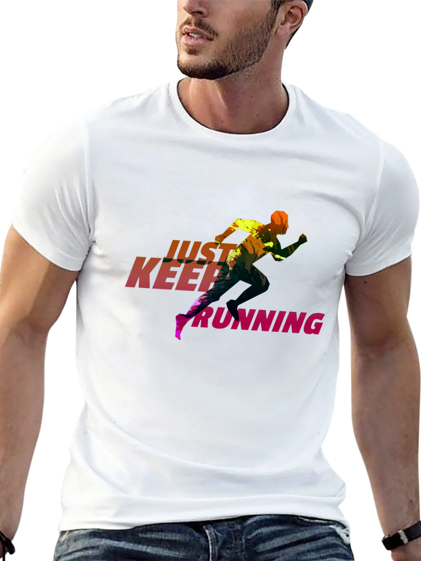 Just Keep Running Graphic Tee - Sleek Black T-Shirt