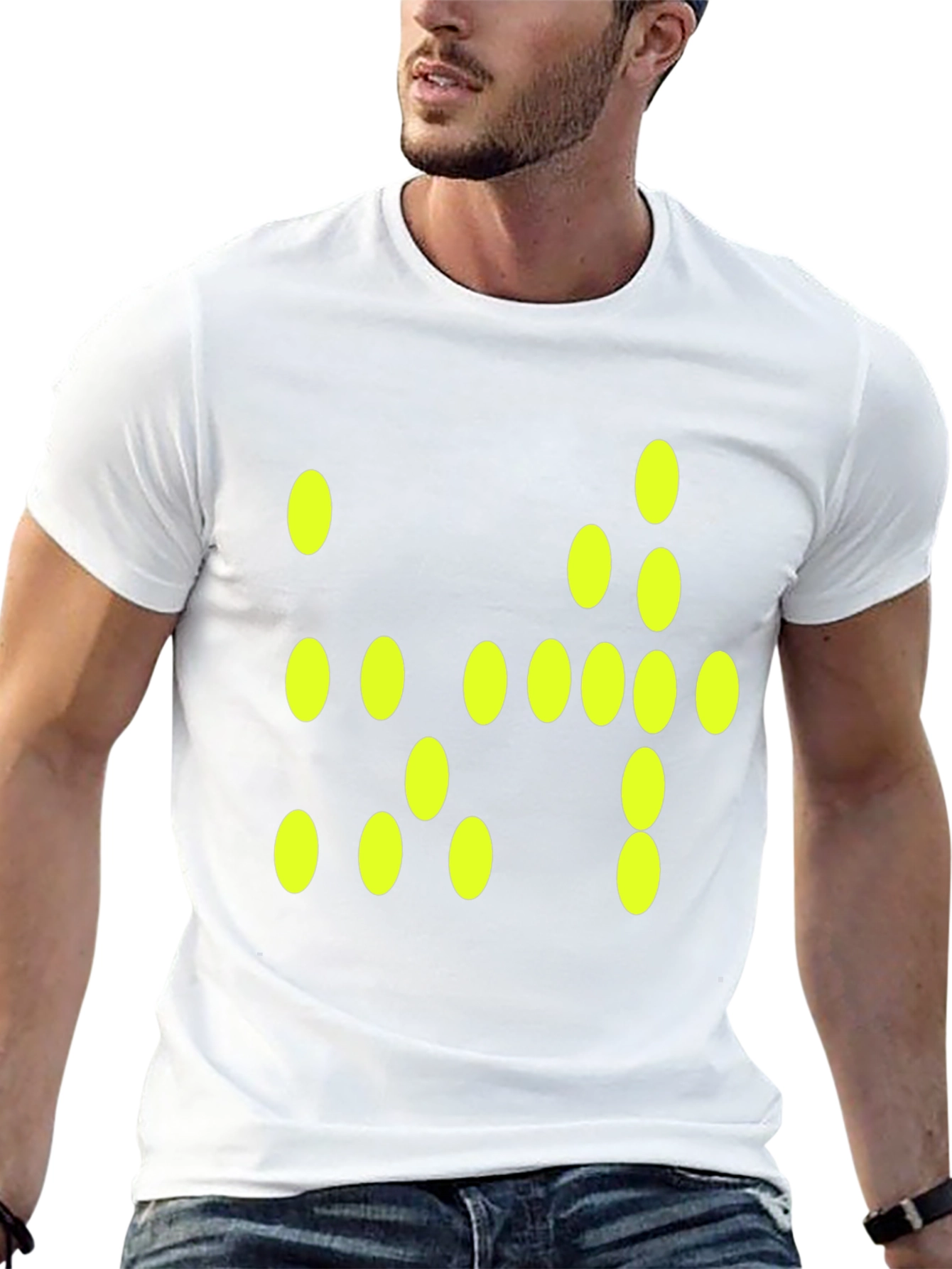Modern Graphic Tee - Black with Yellow Dot Design