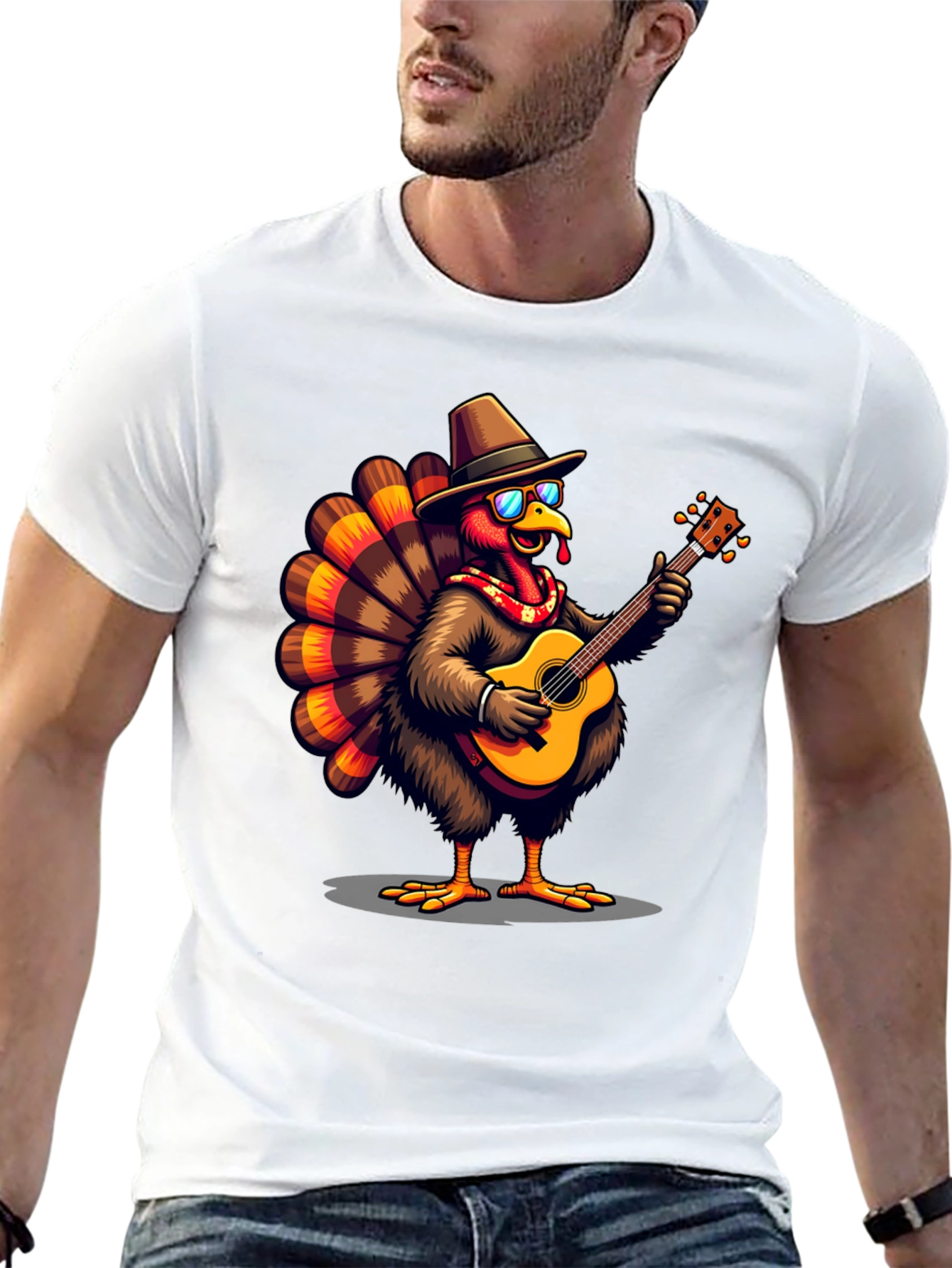 Thanksgiving Turkey Guitarist Graphic Tee