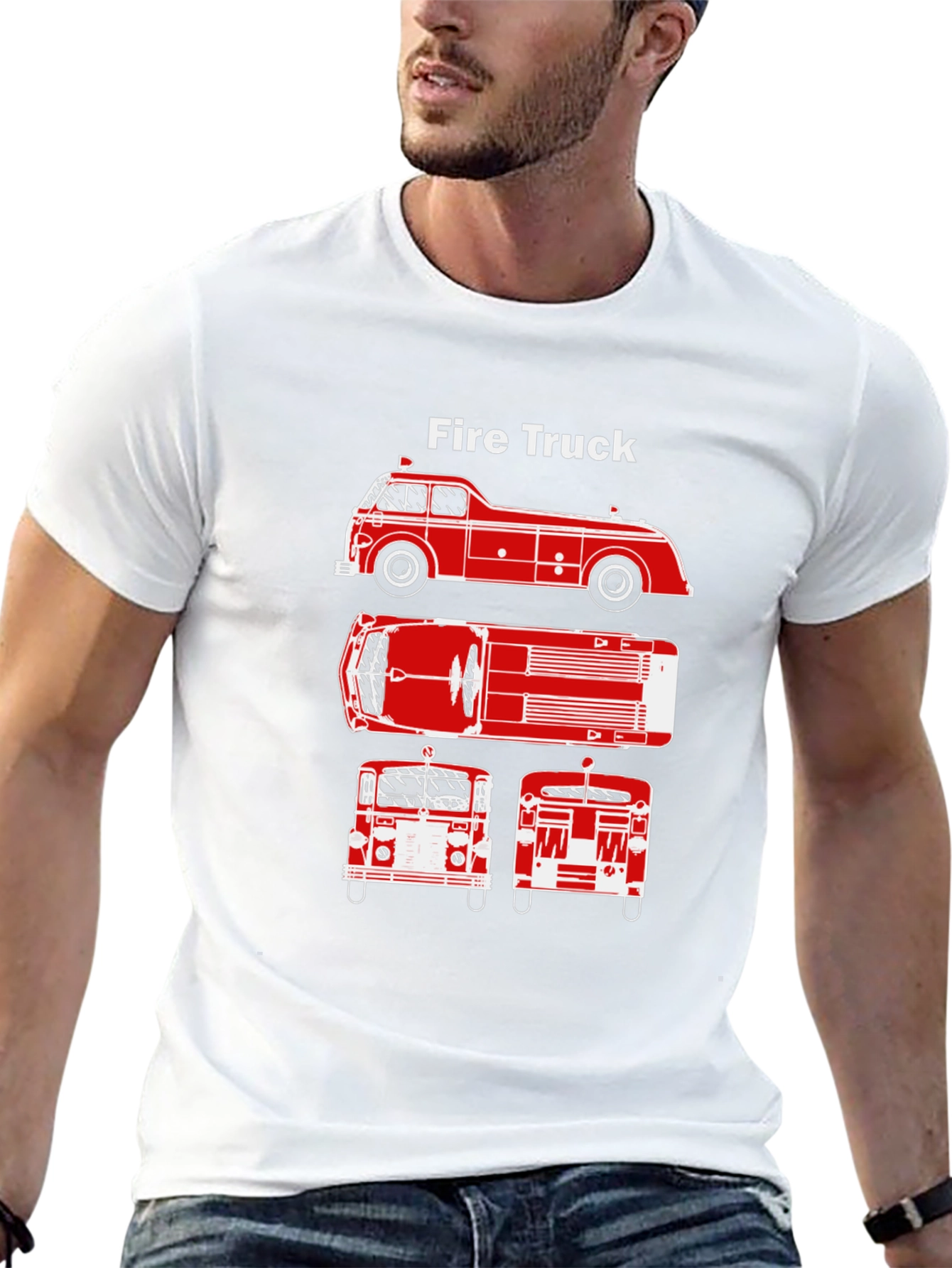 Fire Truck Graphic Tee - Classic Vehicle T-Shirt