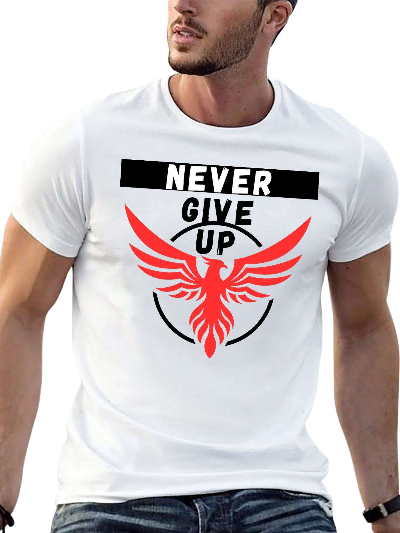 Never Give Up Phoenix Graphic Tee - Black