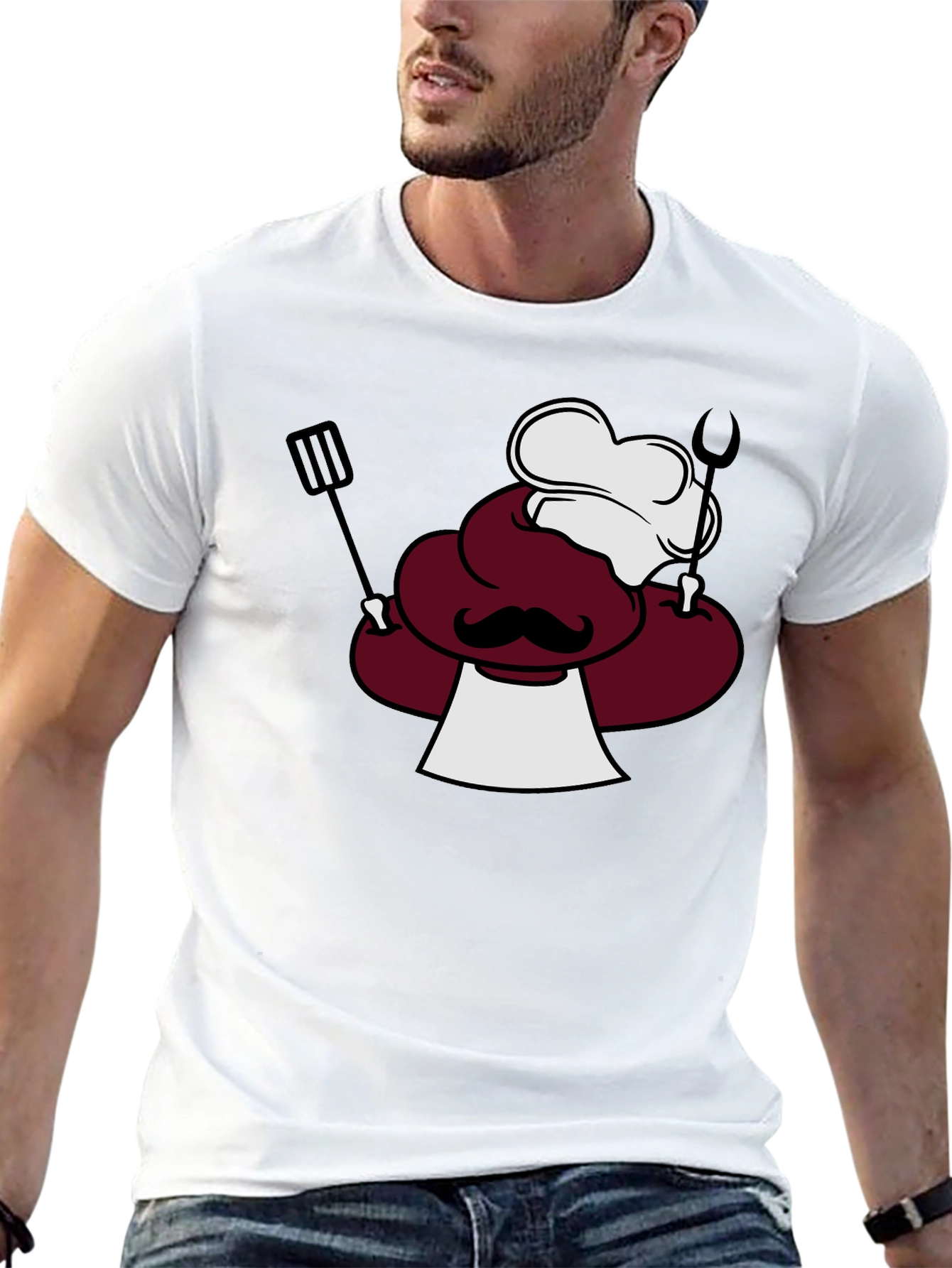 Chef Cartoon Graphic Black T-Shirt