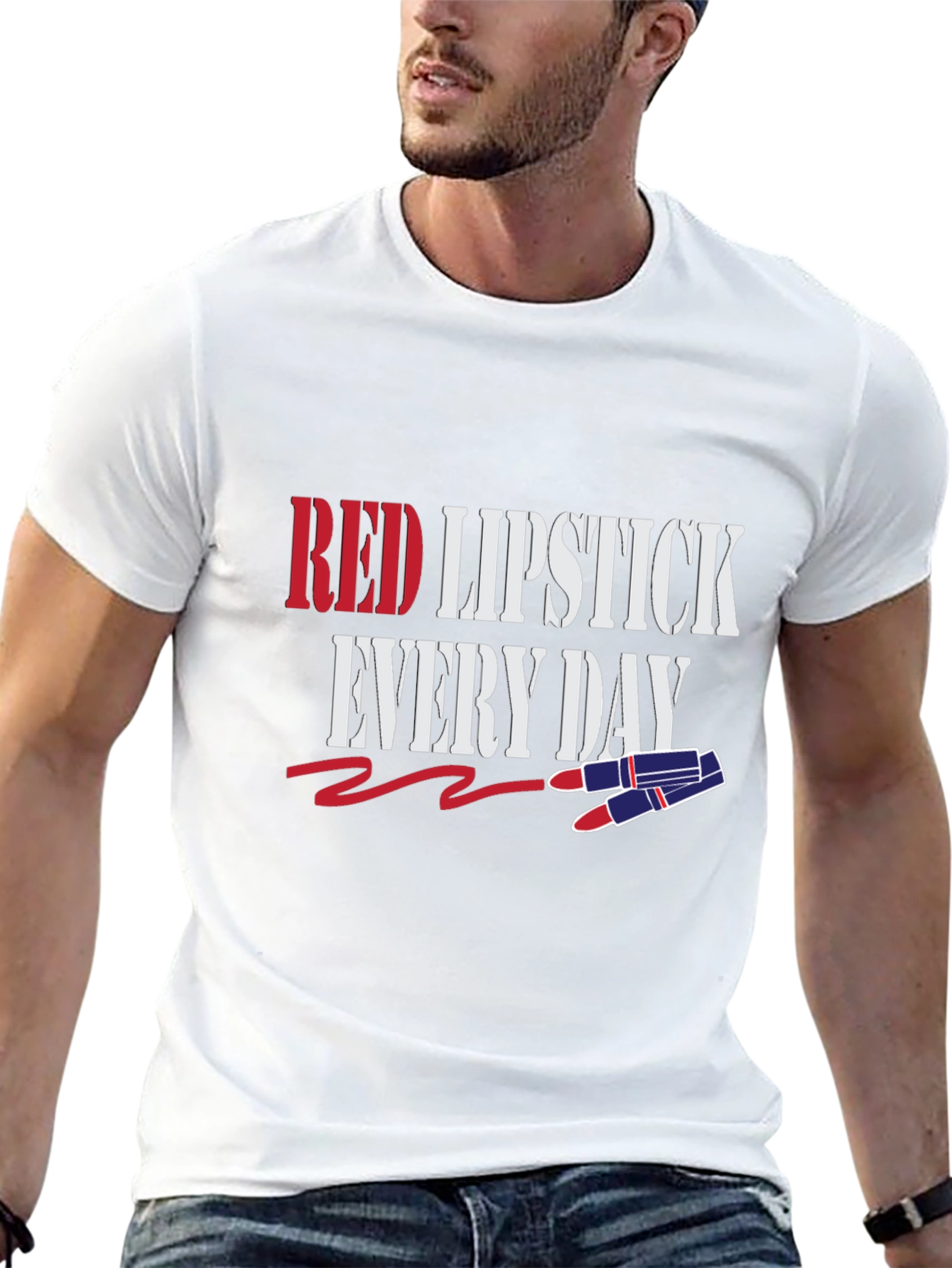 Red Lipstick Everyday Graphic Tee - Stylish Fashion Top