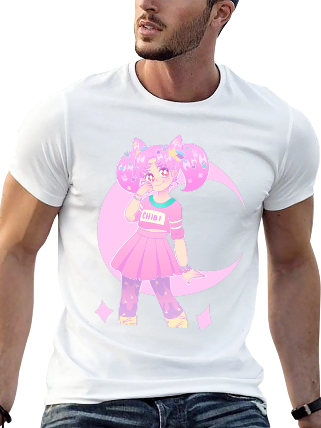 Chibi Moon Anime Graphic Tee - Cotton Blend