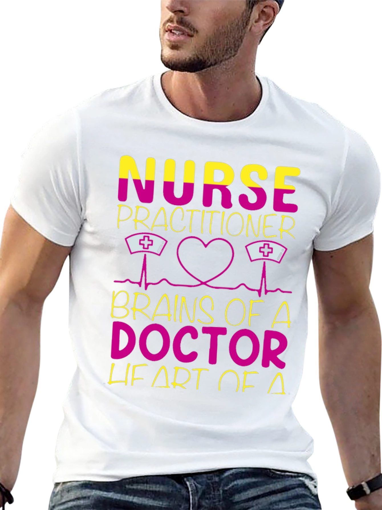 Nurse Practitioner Brains Doctor Heart T-Shirt