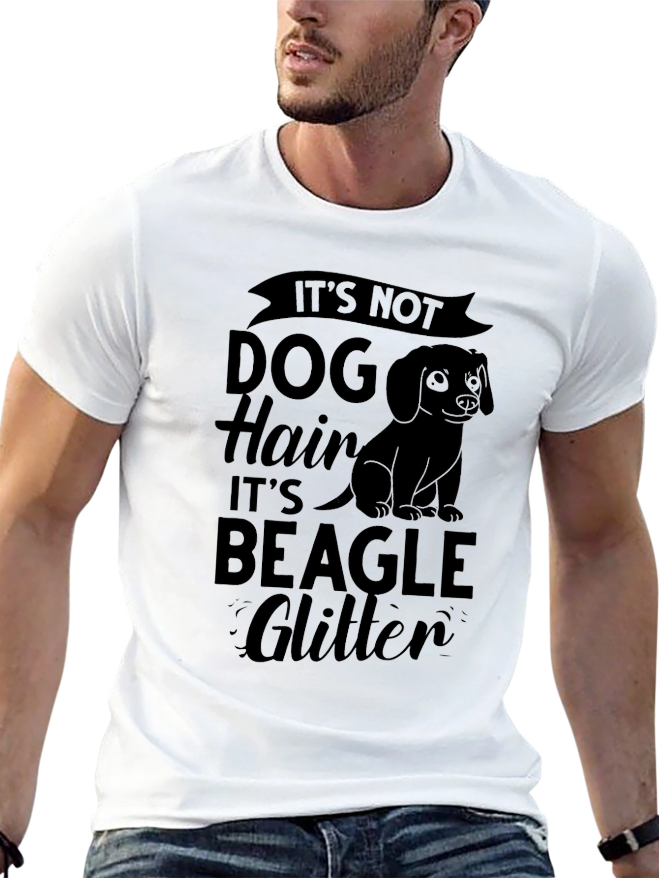 Dog Hair Beagle Glitter Black T-Shirt