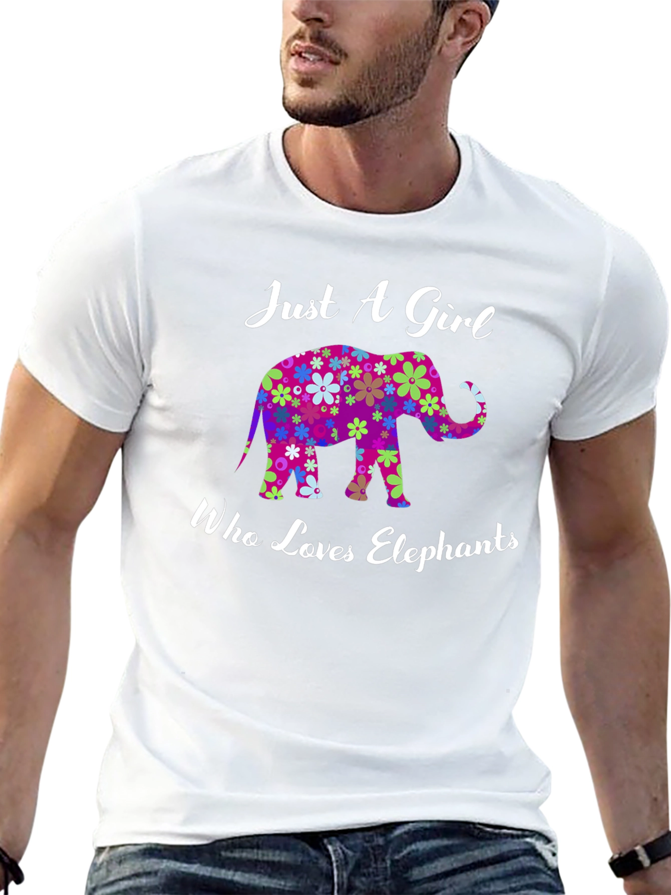 Elephant Lover Womens T-Shirt - Floral Design