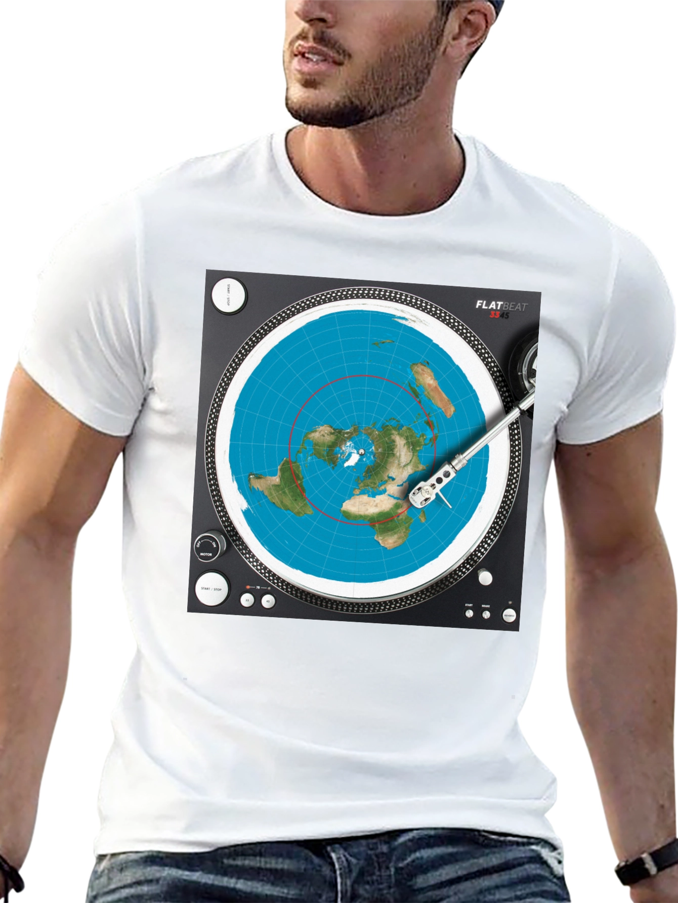 Flat Earth DJ T-Shirt - Spin the Truth!