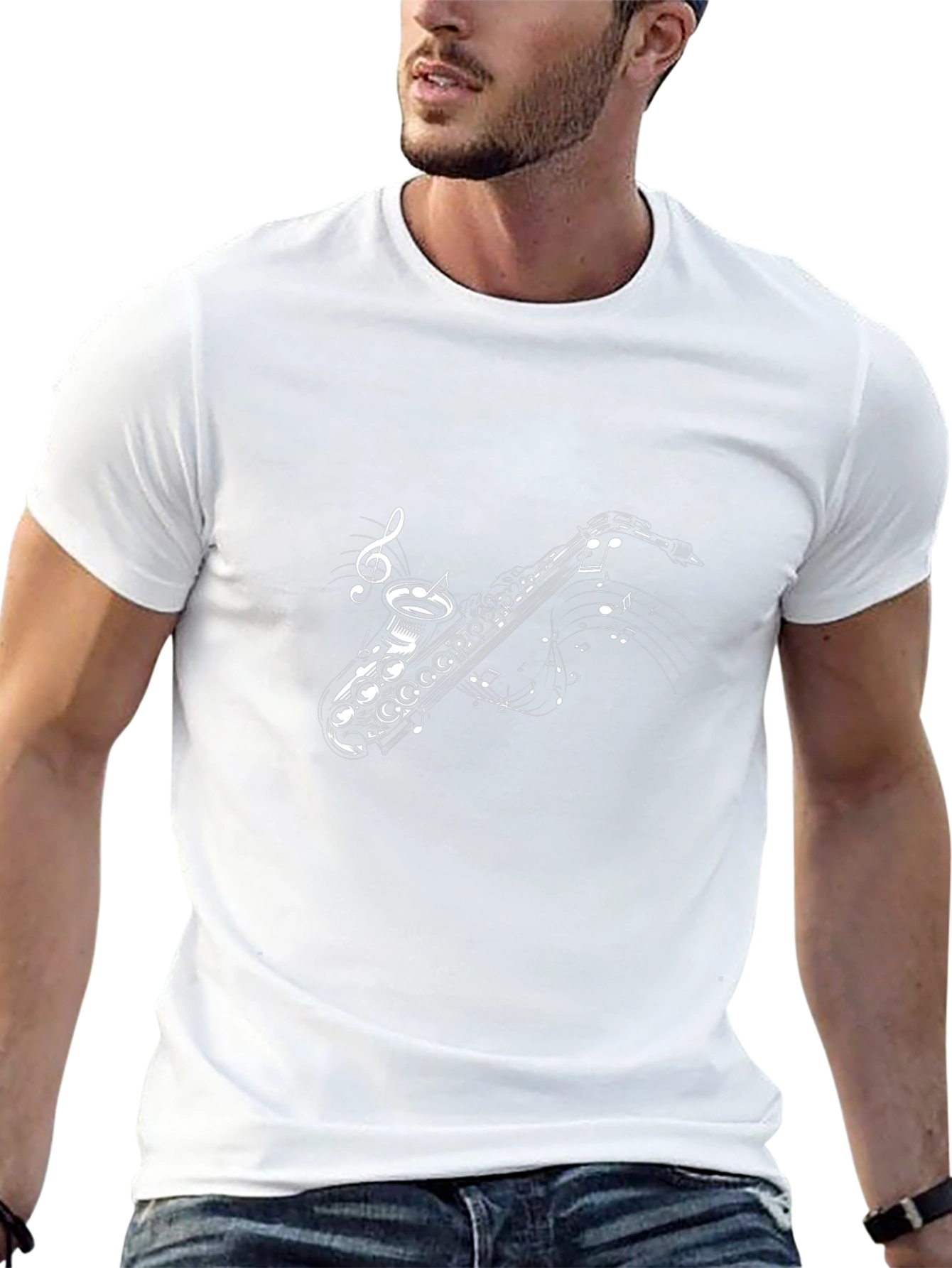 Saxophone Music T-Shirt - Black Cotton Tee