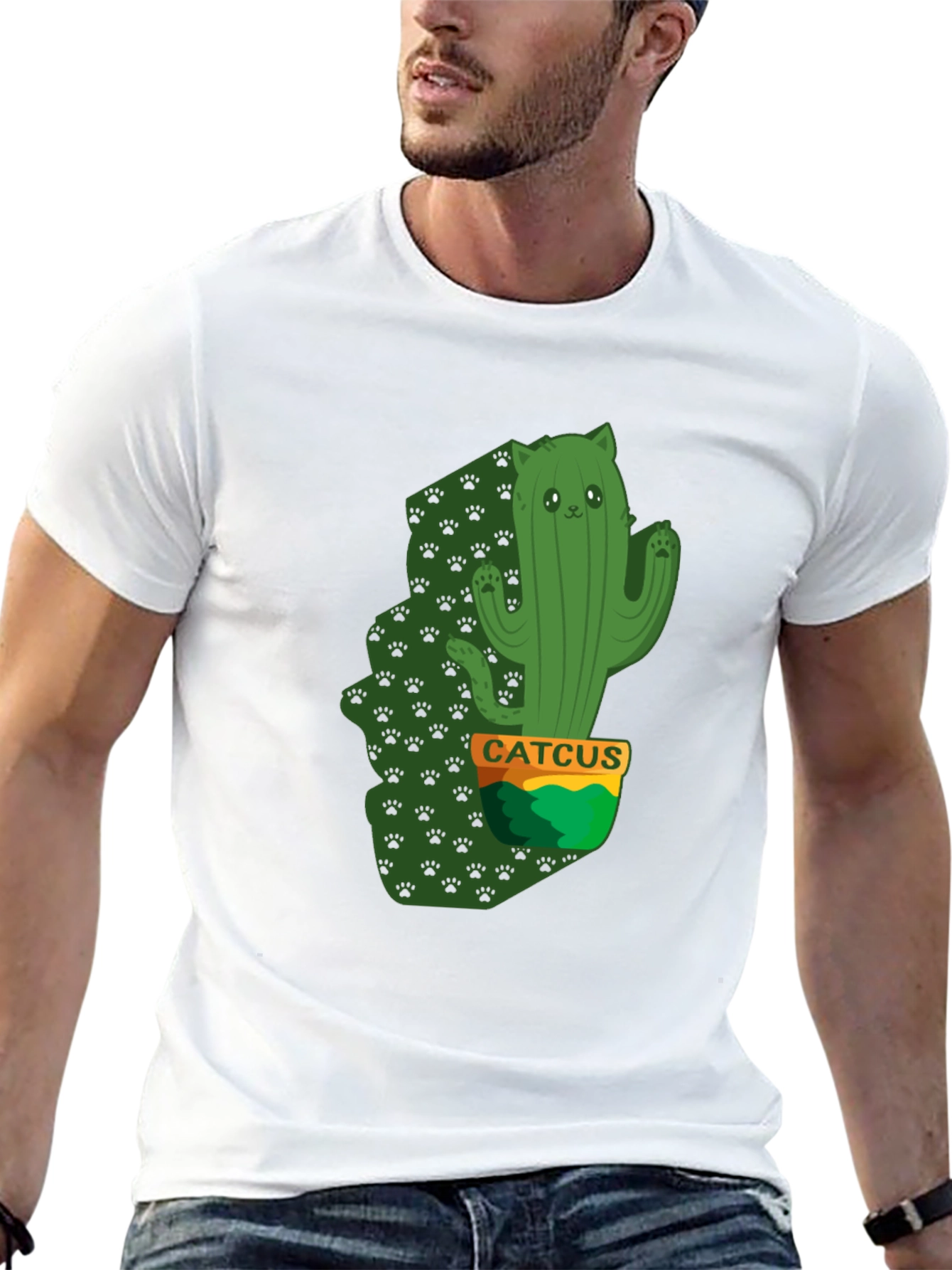 Cactus Cat Graphic T-Shirt - Catcus Tee