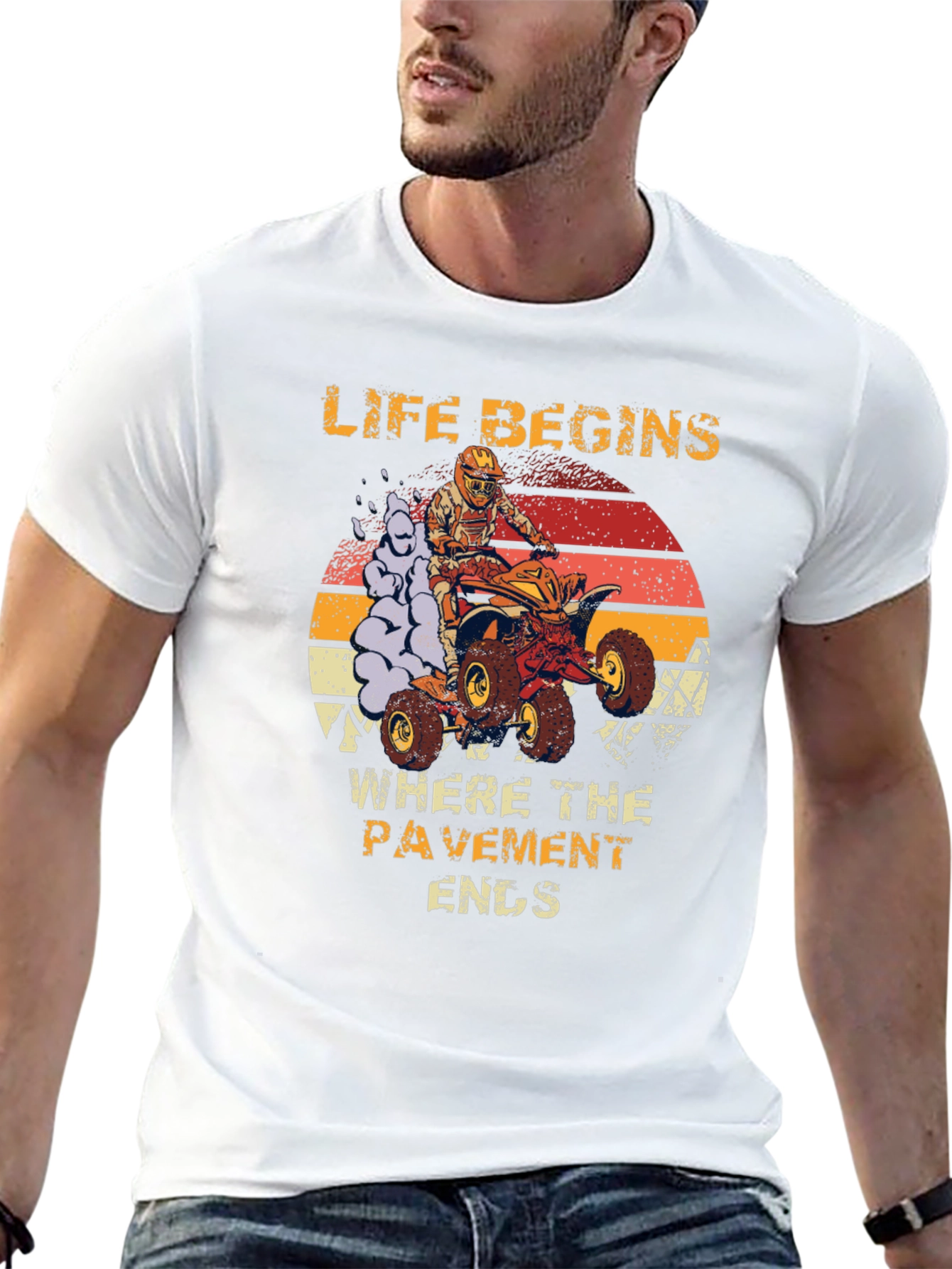 Life Begins Where Pavement Ends ATV Rider T-Shirt