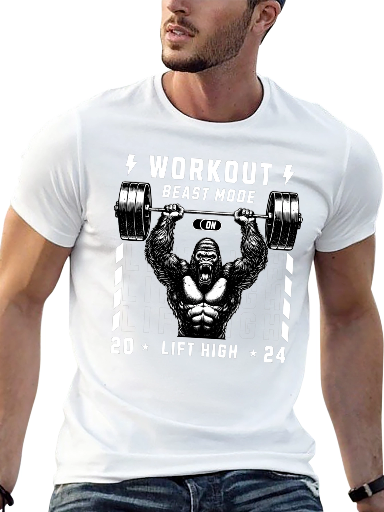 Workout Beast Mode Gorilla Graphic T-Shirt