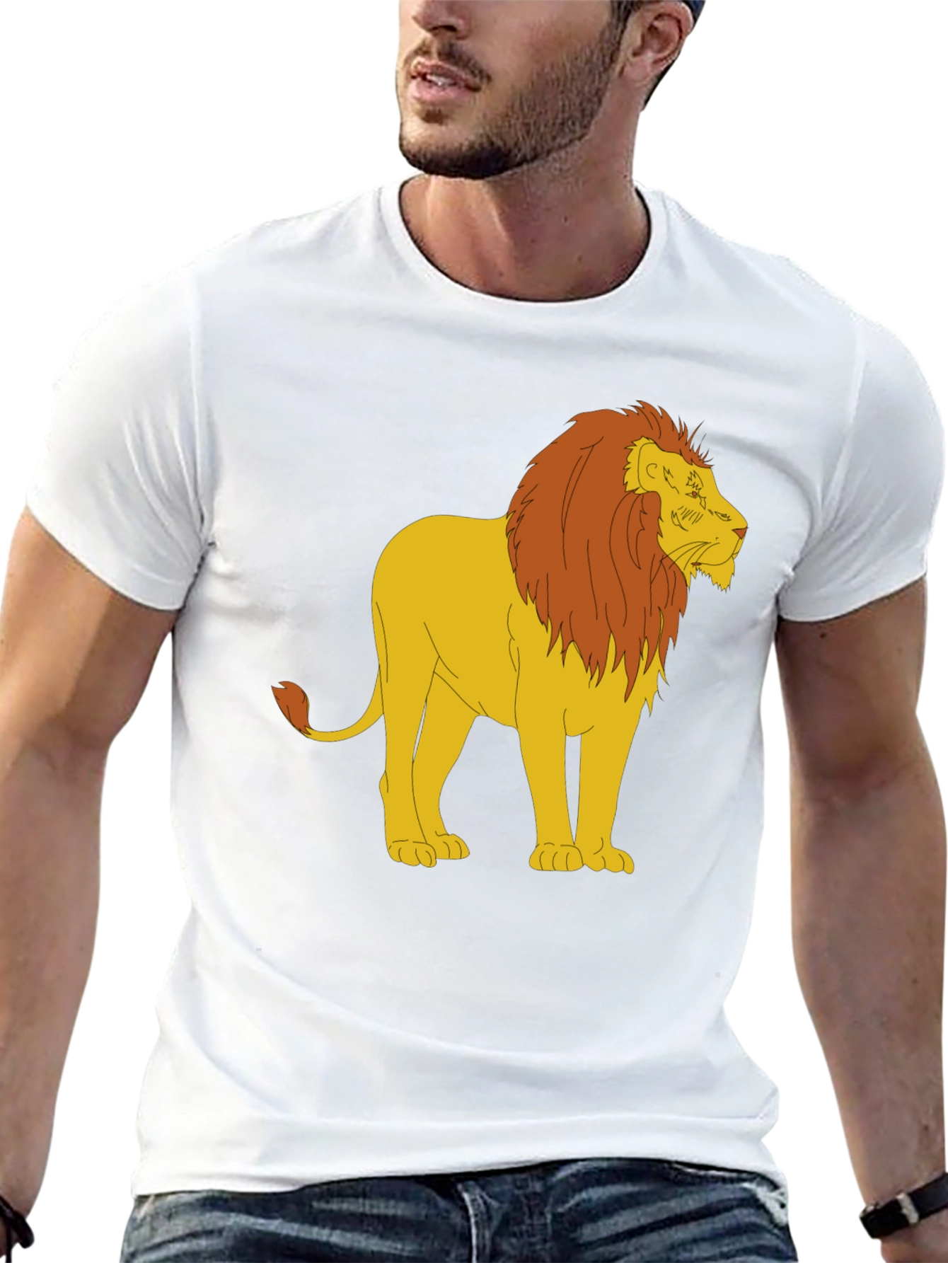 Cartoon Lion Graphic Print Black Tee